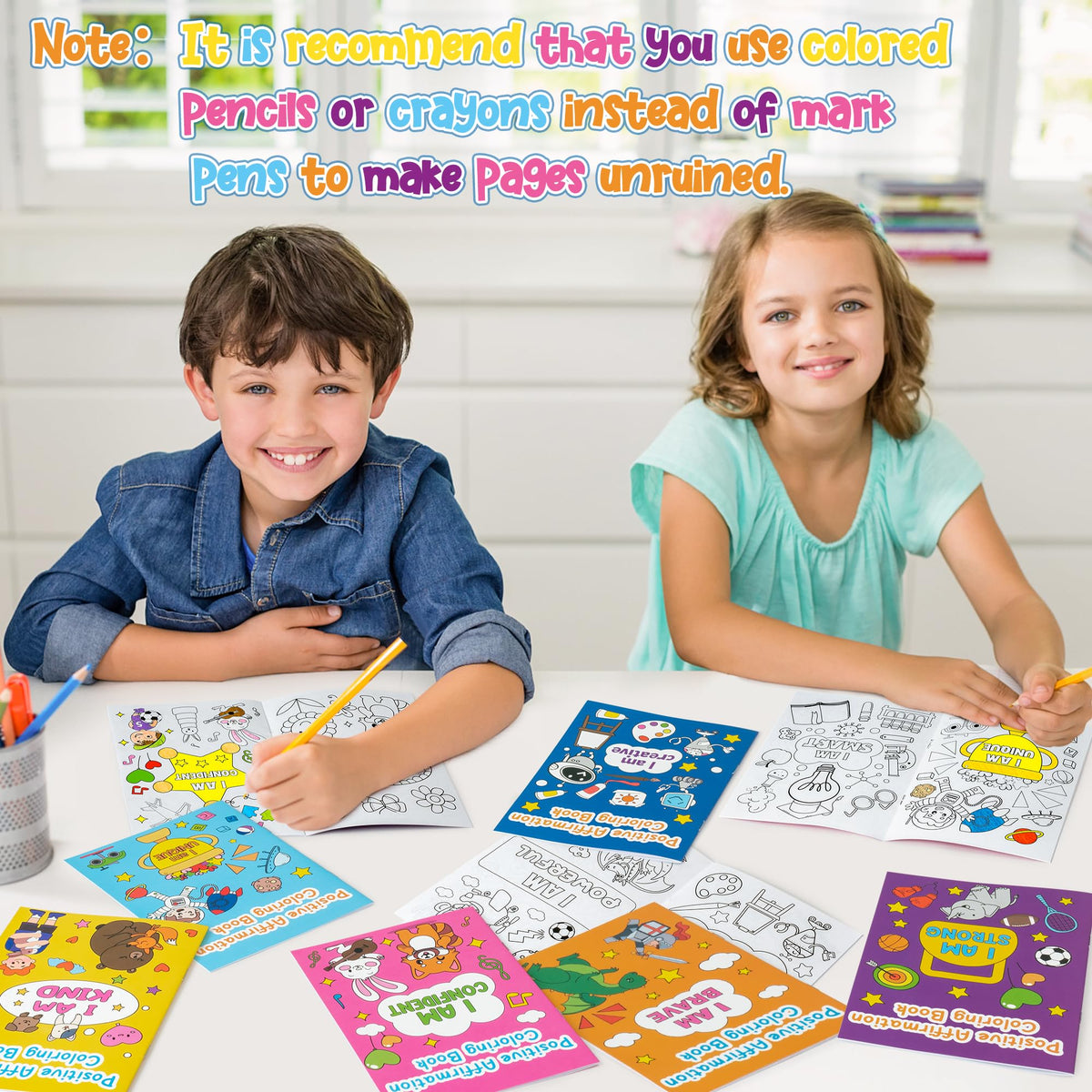 Dvbonike 24Pcs Positive Affirmation Coloring Books | Confidence-Boosting DIY Color-In Pages for Kids