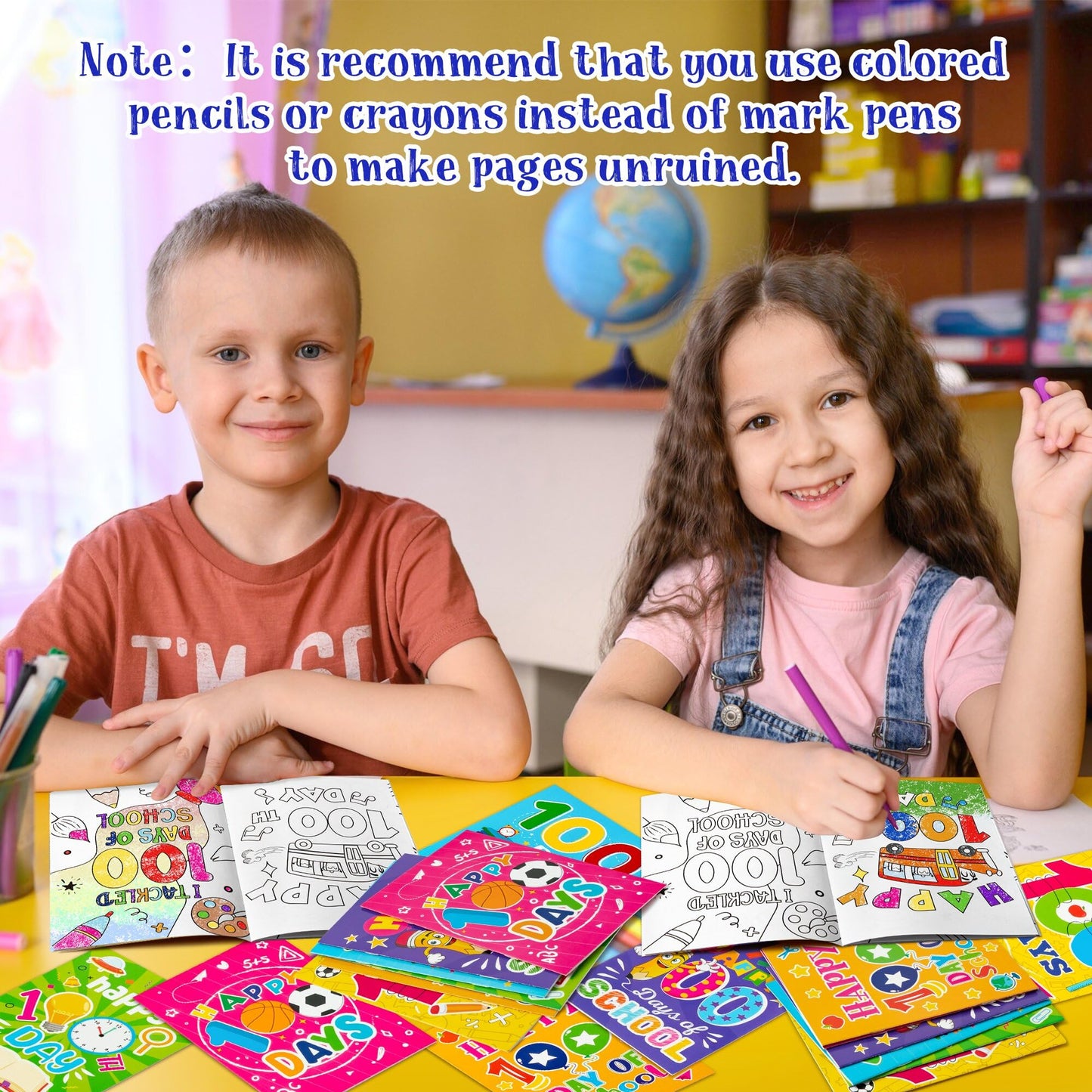 Dvbonike 24-Piece 100th Day Coloring Books for Kids – DIY Color-In Pages & Classroom Rewards