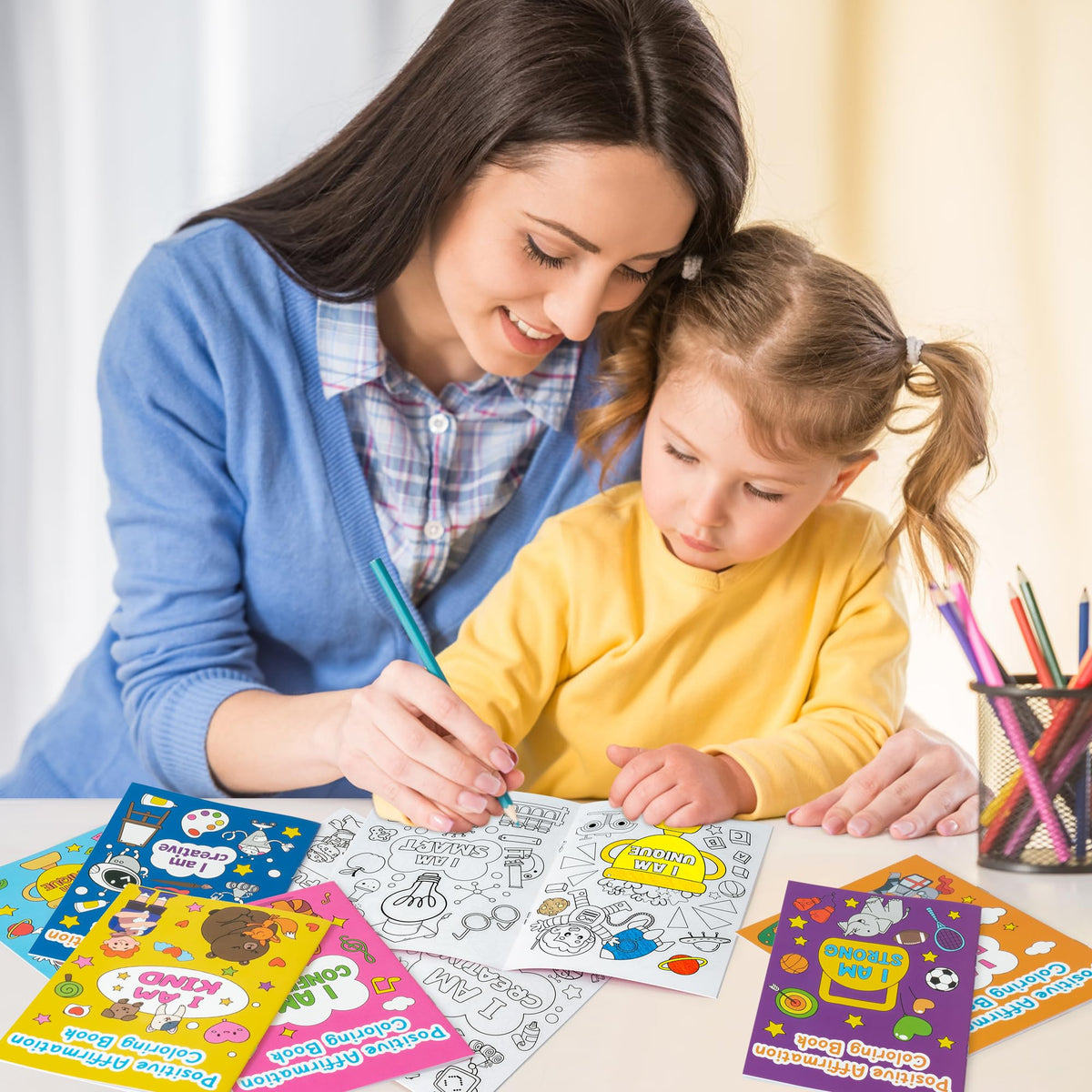 Dvbonike 24Pcs Positive Affirmation Coloring Books | Confidence-Boosting DIY Color-In Pages for Kids