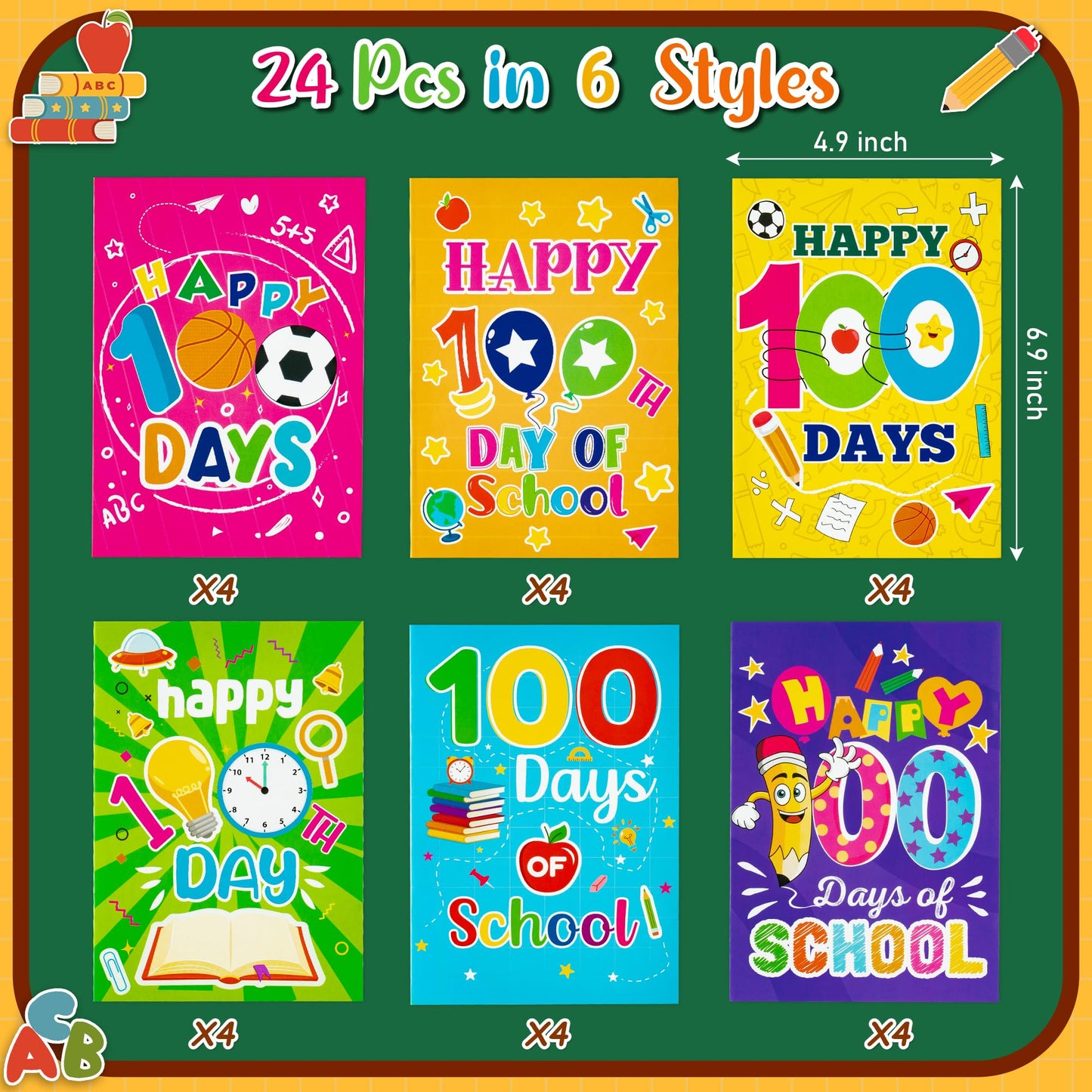 Dvbonike 24-Piece 100th Day Coloring Books for Kids – DIY Color-In Pages & Classroom Rewards