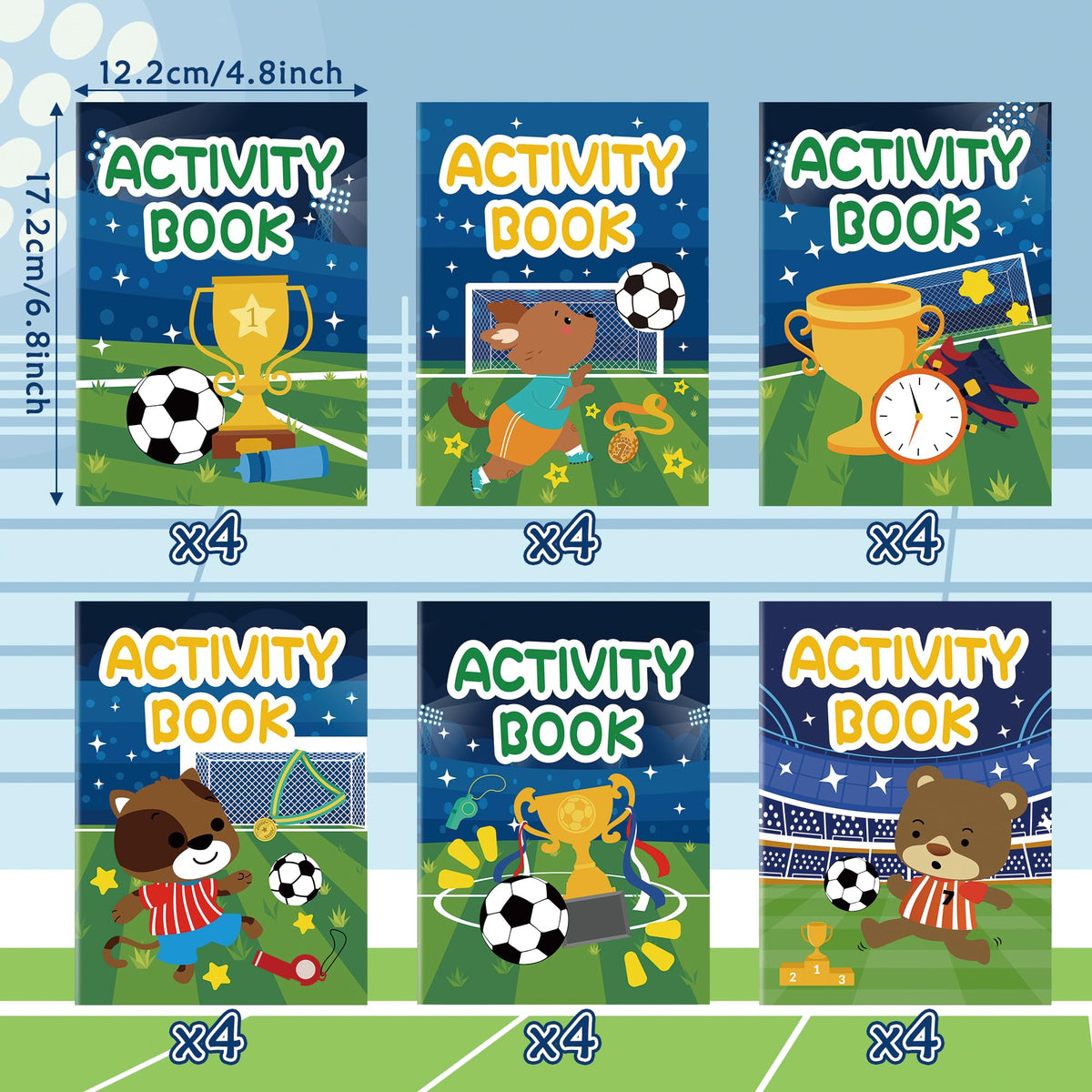 Dvbonike 24Pcs Soccer Activity Books for Kids – Football Mini Games & Party Favors Bulk Pack
