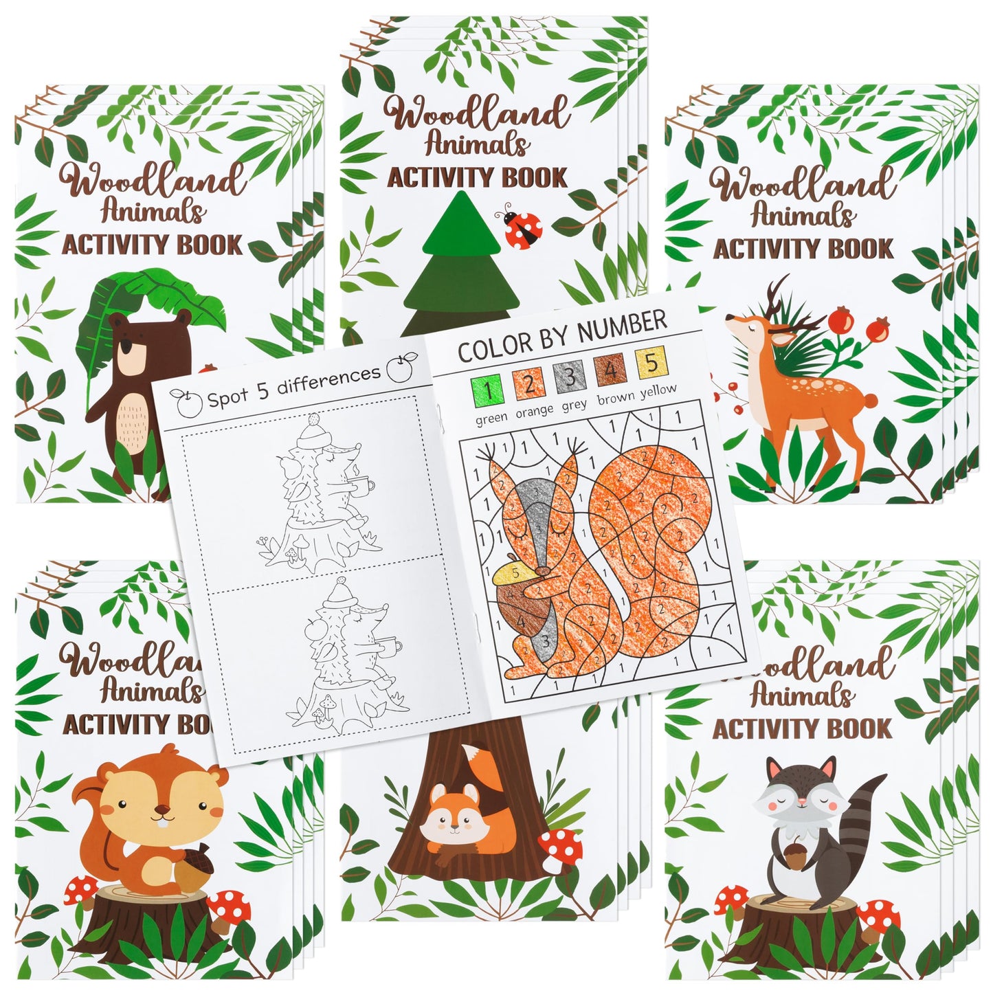 Dvbonike 24-Pack Woodland Animals Activity Books for Kids | Mini Coloring & Games