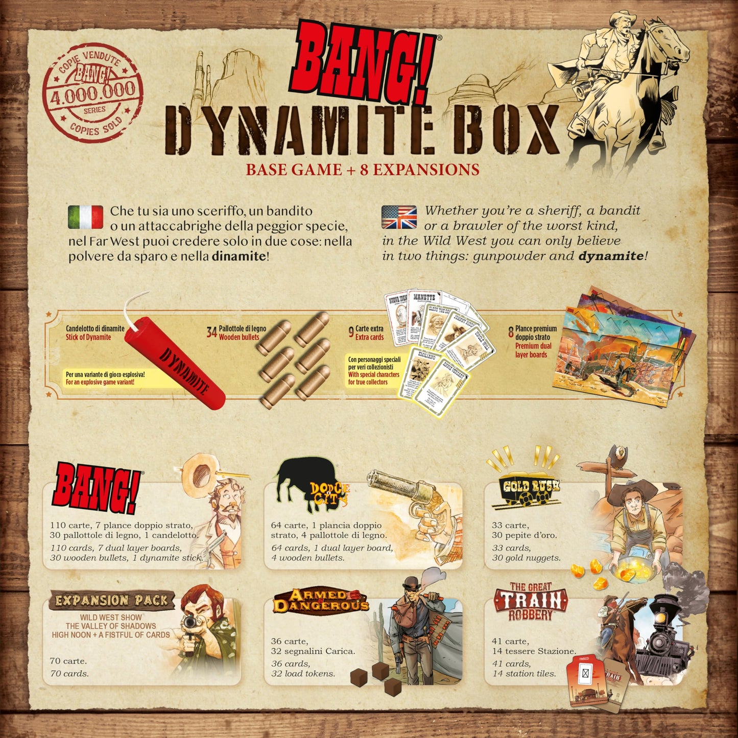 dV Giochi Bang Dynamite Box – Full Cards + Expansions | Strategy Board Game