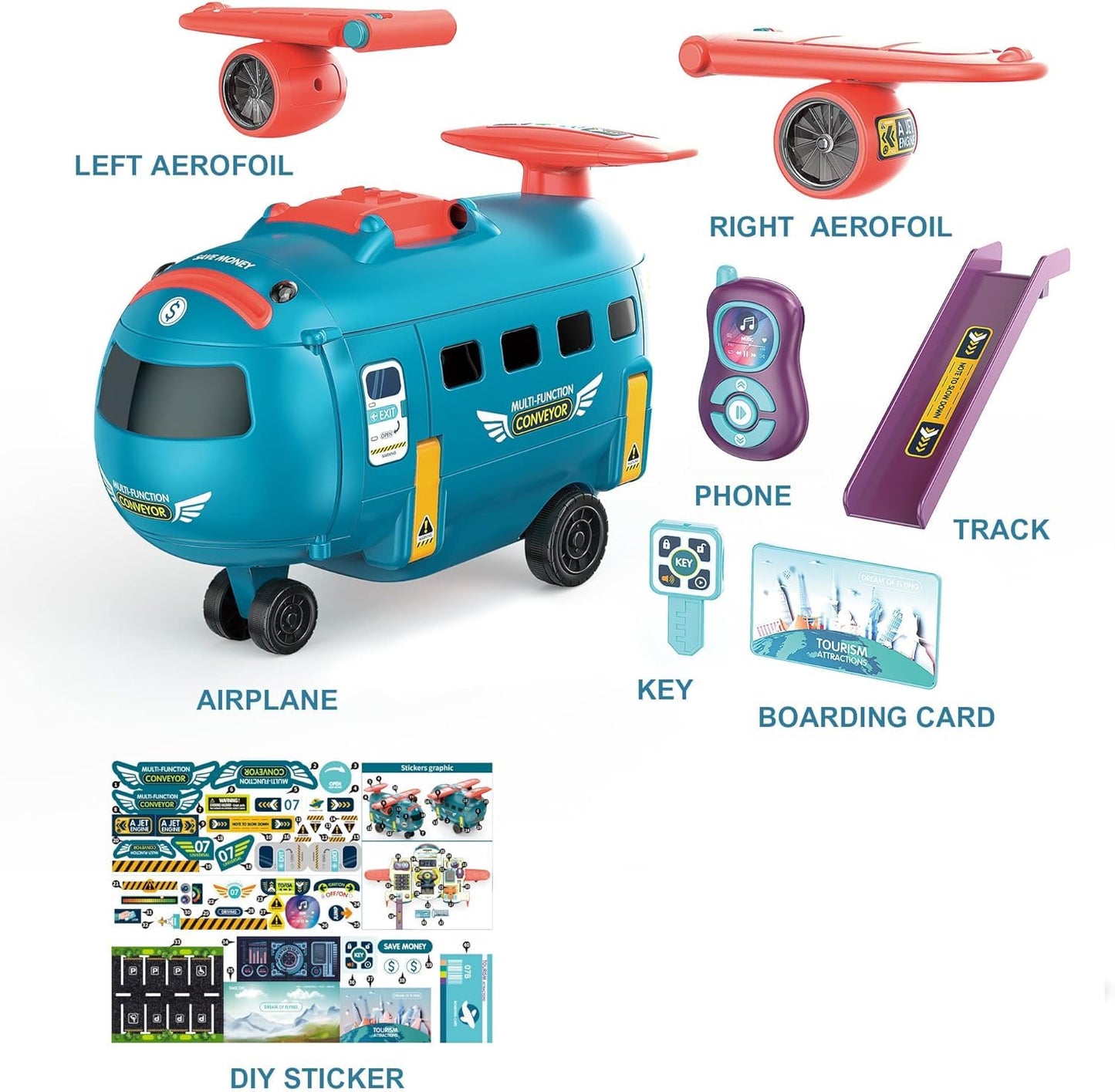 Dwi Dowellin Airplane Car Toy – Interactive Driving & Flying Play for 3-6 Year Olds | Sound & Light