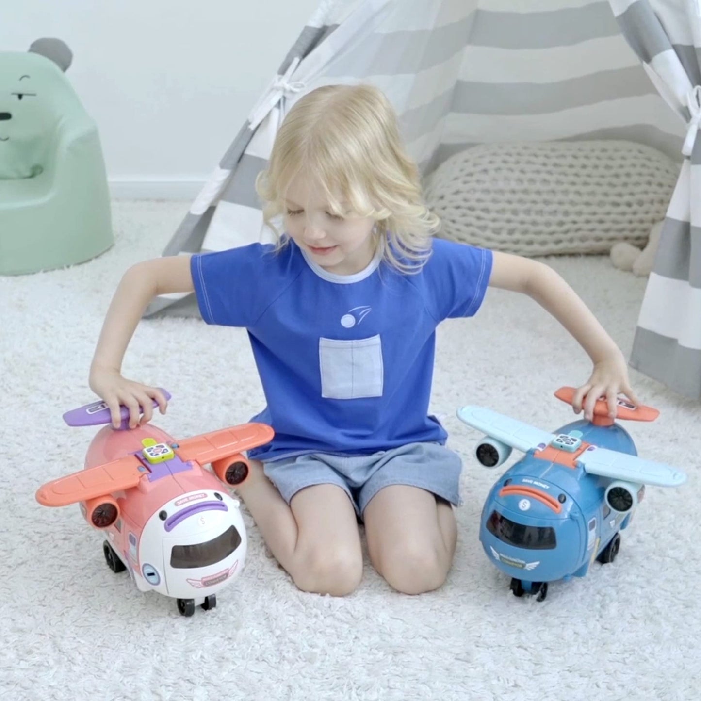 Dwi Dowellin Airplane Car Toy – Interactive Driving & Flying Play for 3-6 Year Olds | Sound & Light