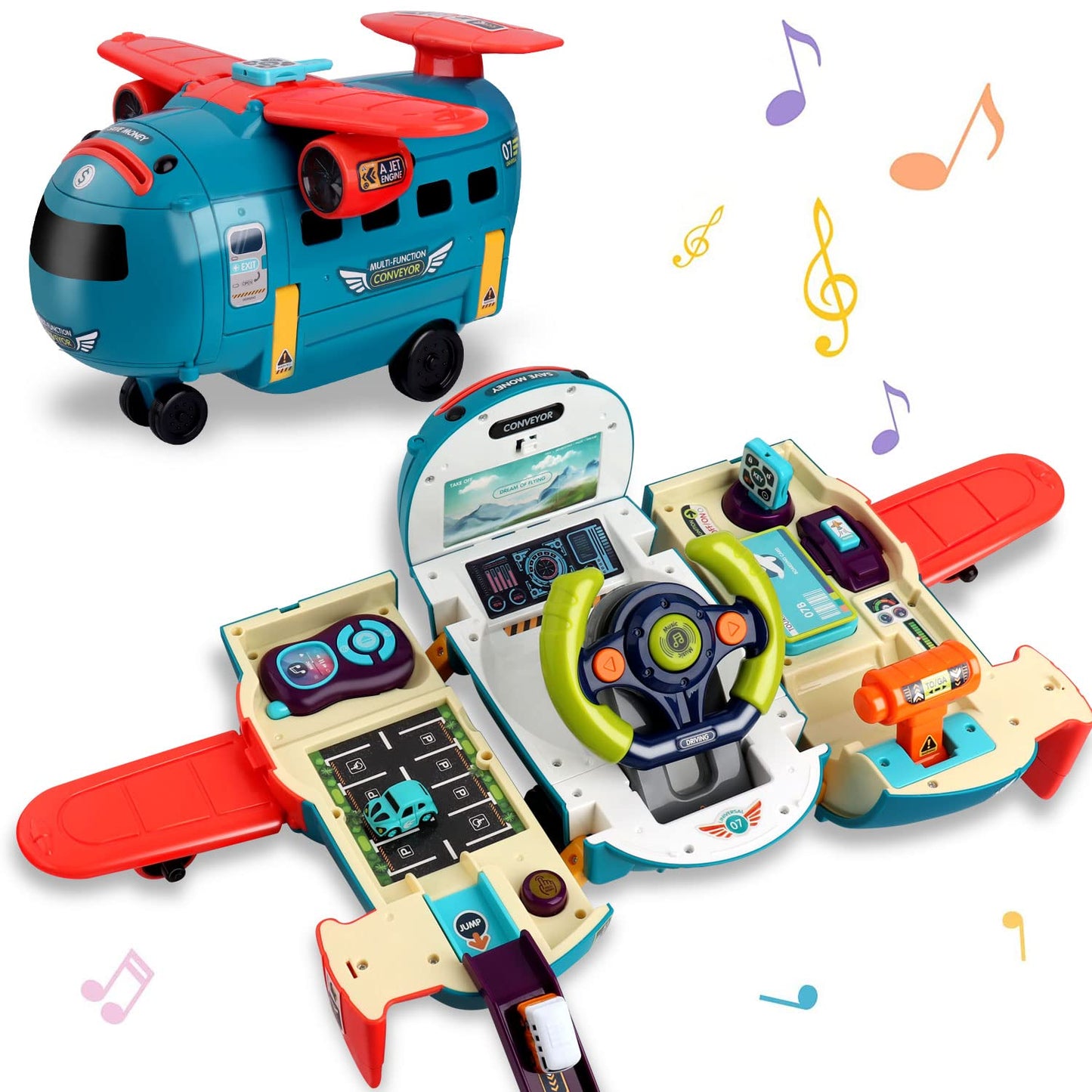 Dwi Dowellin Airplane Car Toy – Interactive Driving & Flying Play for 3-6 Year Olds | Sound & Light