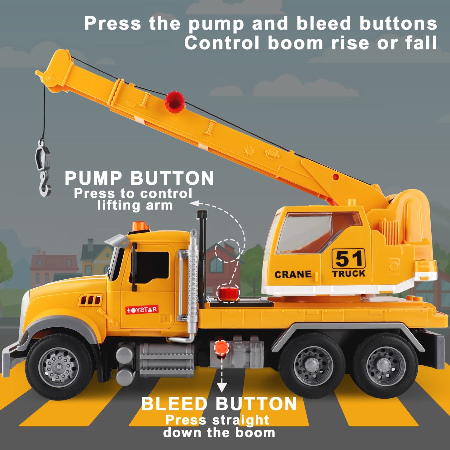 Dwi Dowellin Construction Crane Truck Toy with Lights & Sounds – for 3-Year-Olds