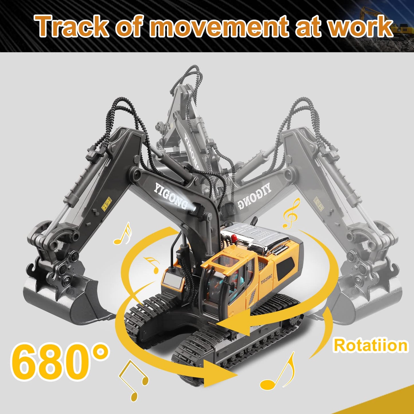 Dwi Dowellin Remote Control Excavator Toy for Kids 4-10 – 2.4GHz RC with Realistic Lights & Metal Digging