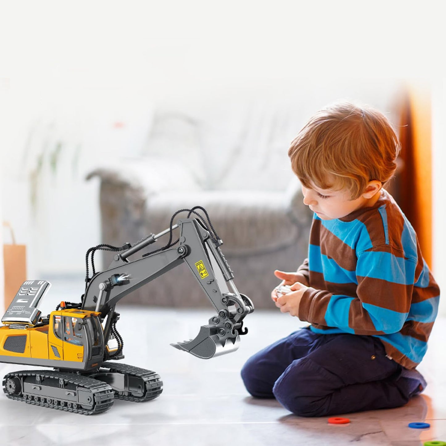 Dwi Dowellin Remote Control Excavator Toy for Kids 4-10 – 2.4GHz RC with Realistic Lights & Metal Digging