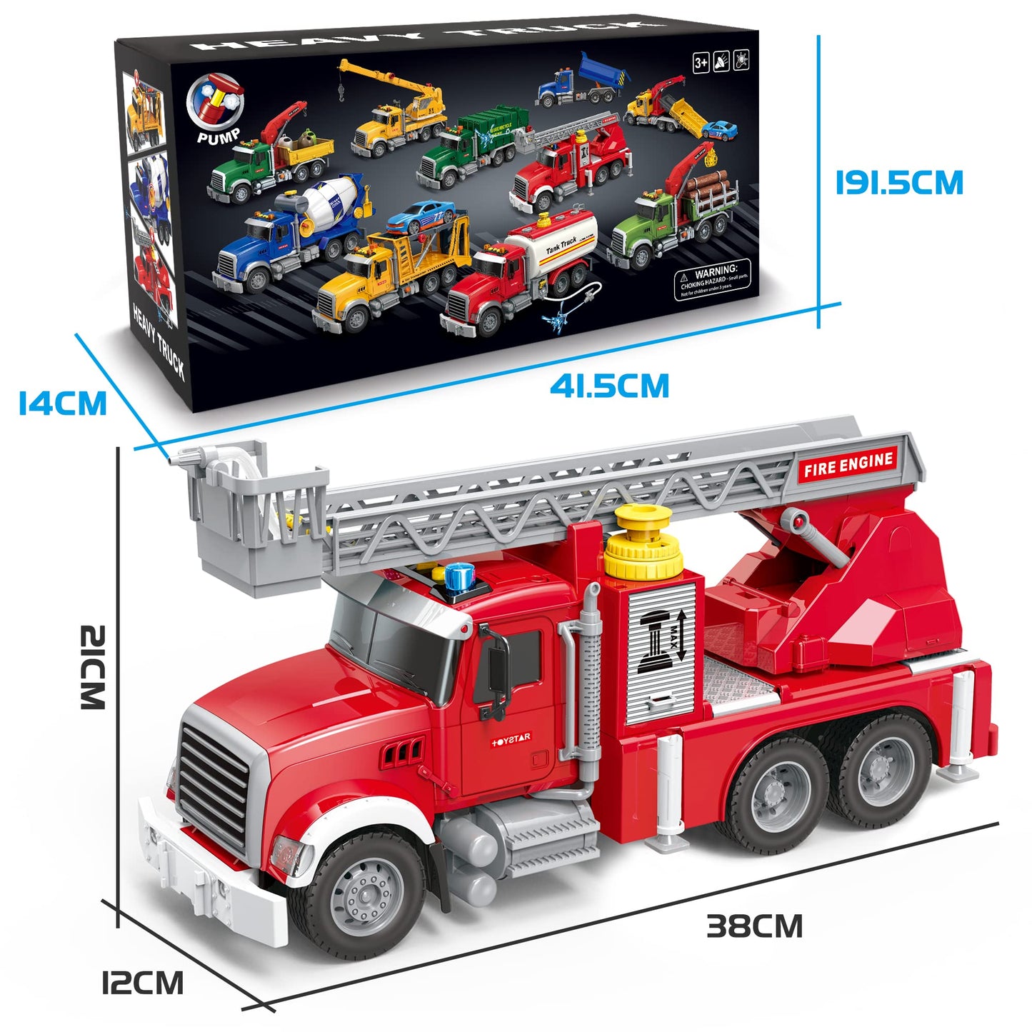 Dwi Dowellin Kids Fire Truck Toys – Water Shoot, Lights & Sounds for 3-6 Year Old Boys