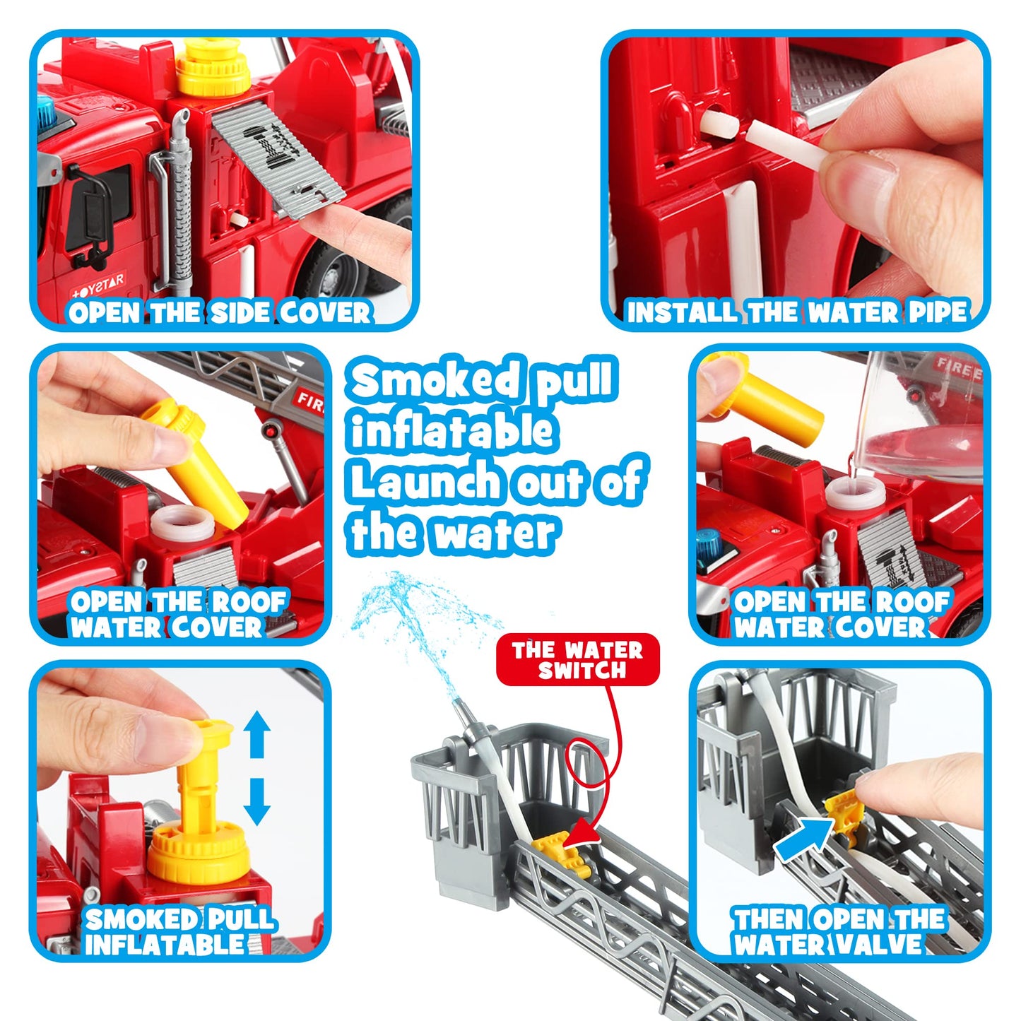 Dwi Dowellin Kids Fire Truck Toys – Water Shoot, Lights & Sounds for 3-6 Year Old Boys
