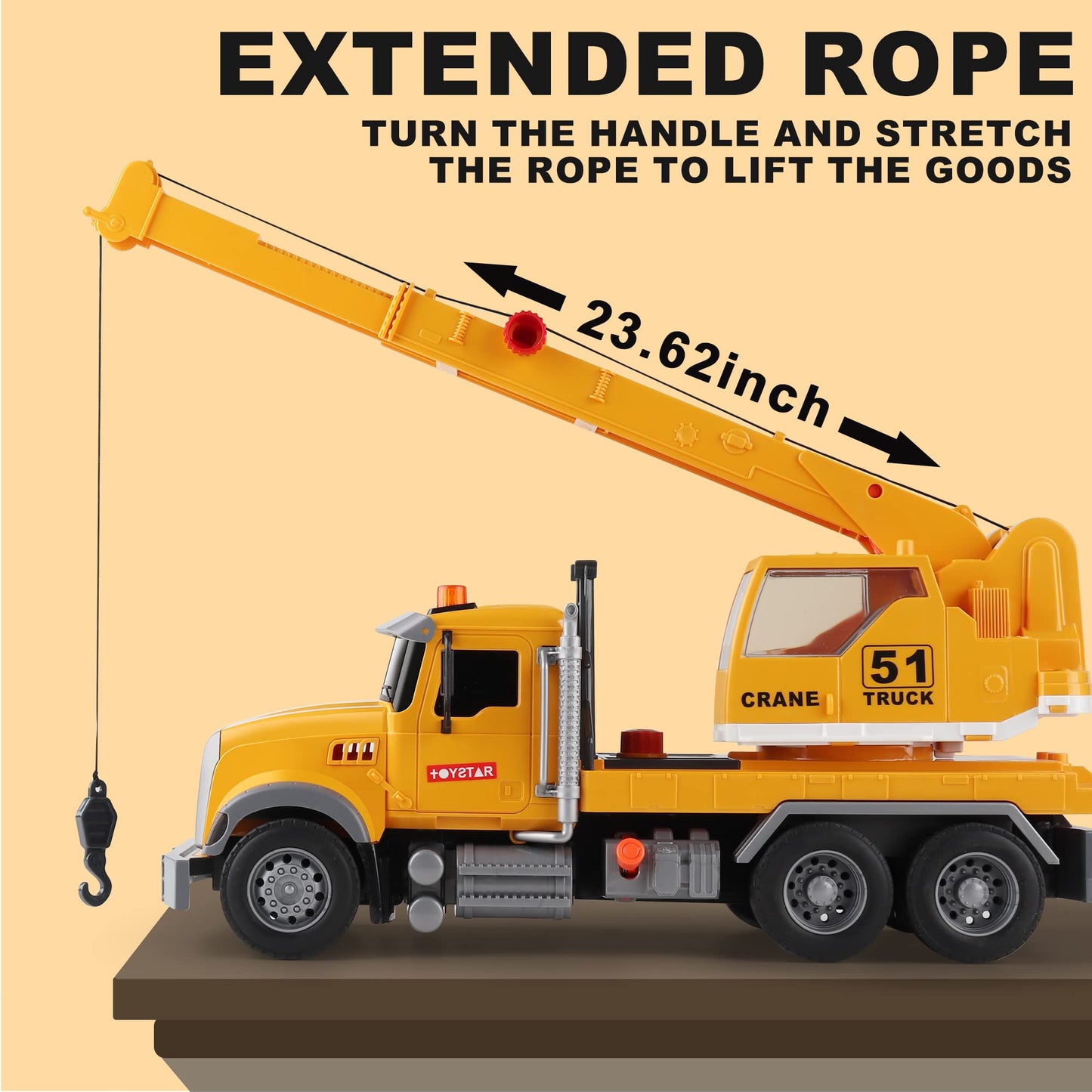 Dwi Dowellin Construction Crane Truck Toy with Lights & Sounds – for 3-Year-Olds