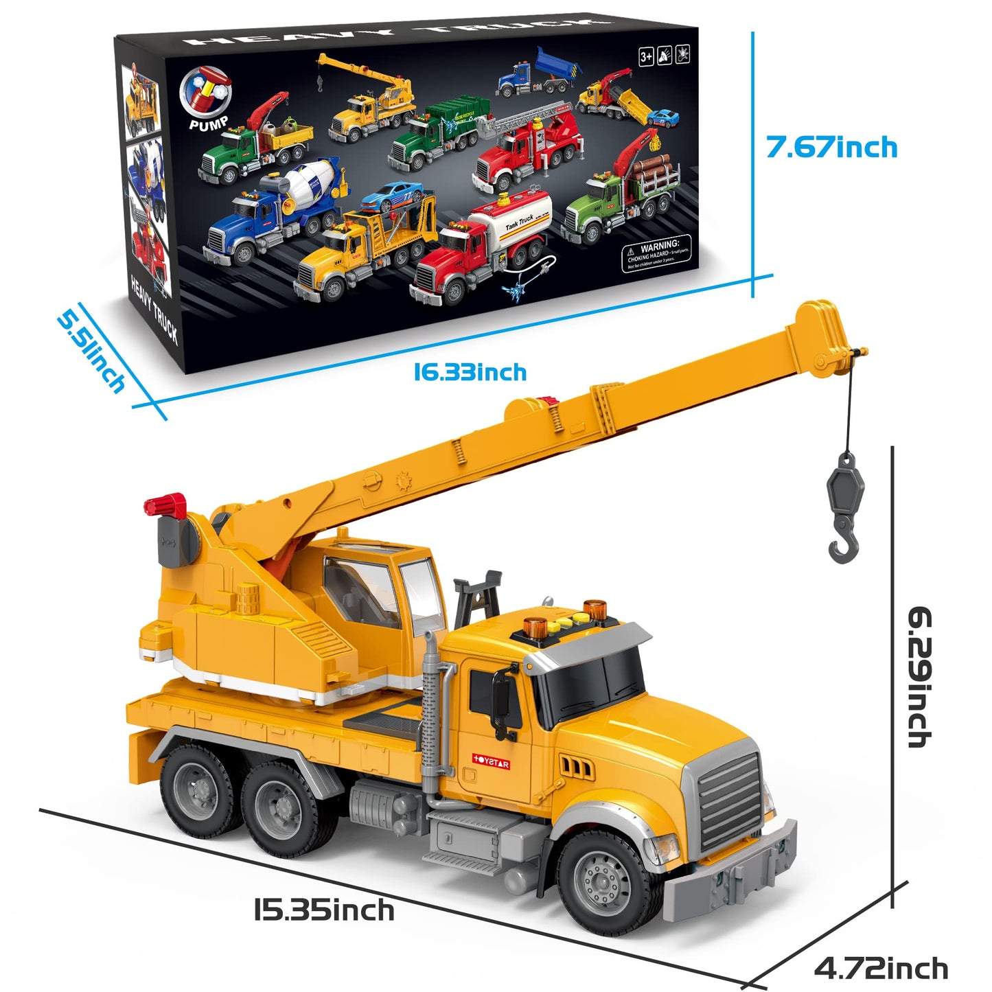 Dwi Dowellin Construction Crane Truck Toy with Lights & Sounds – for 3-Year-Olds