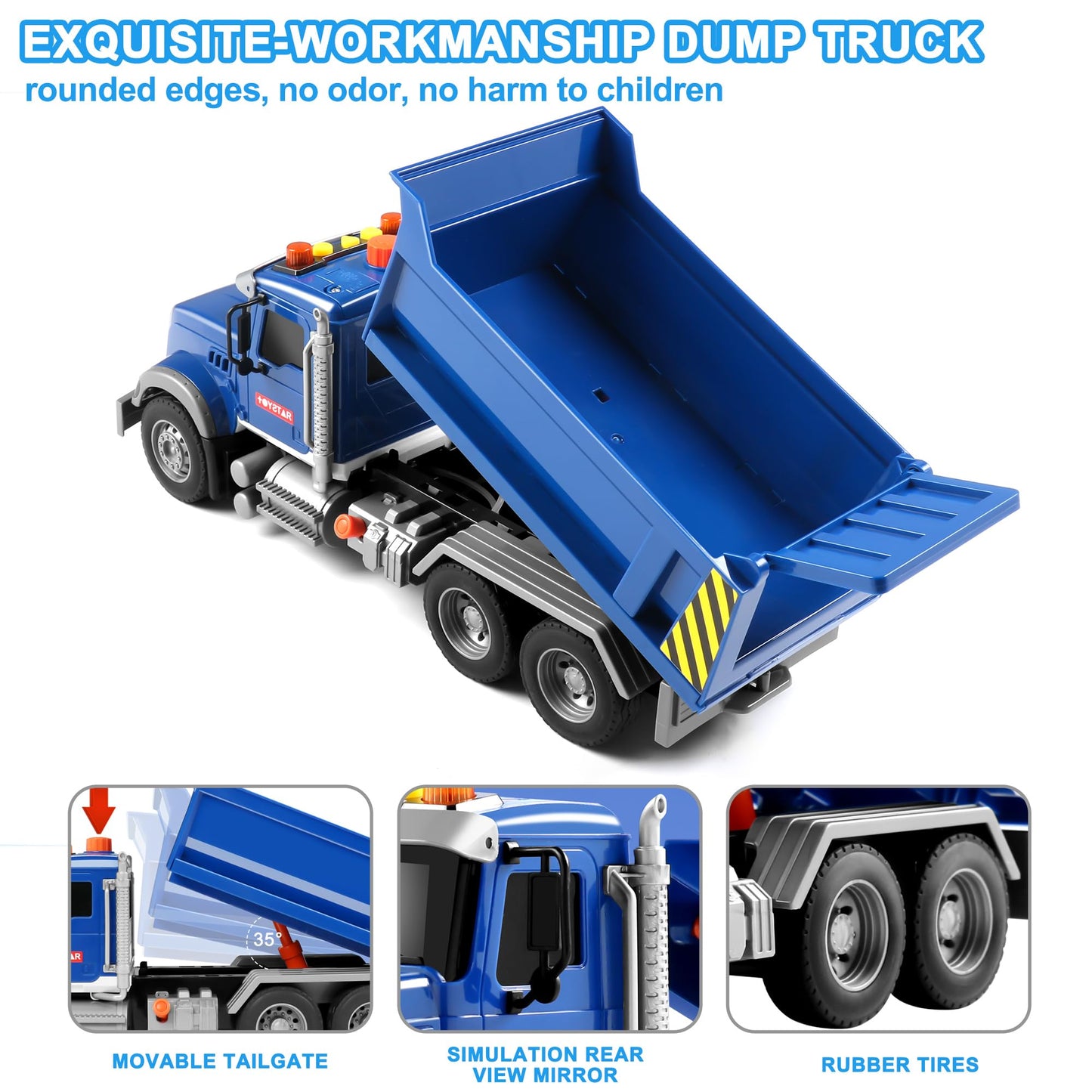 Dwi Dowellin Toddler Dump Truck with Lights & Sounds – Gift for Boys 3-5