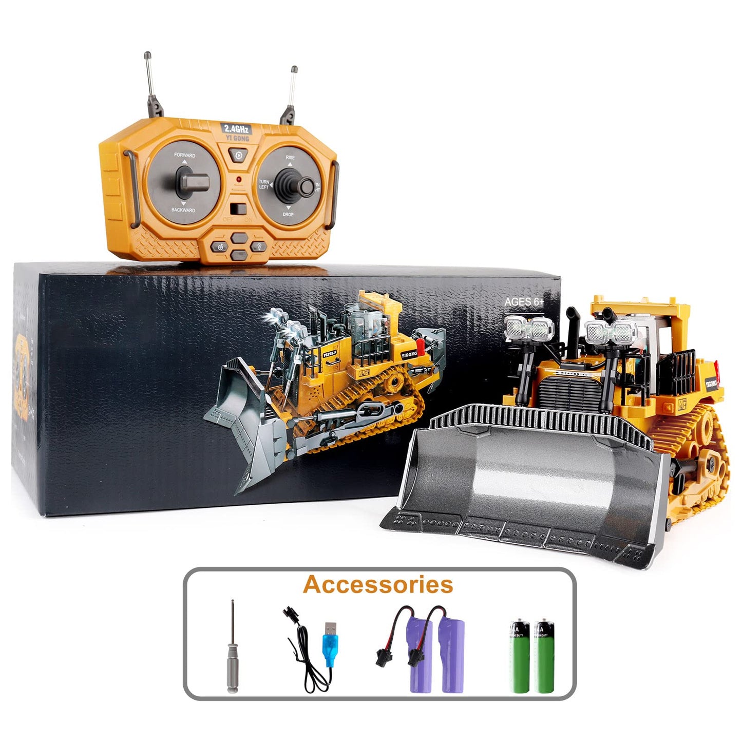 Dwi Dowellin RC Bulldozer Toy for Boys – Realistic 2.4GHz Construction Truck