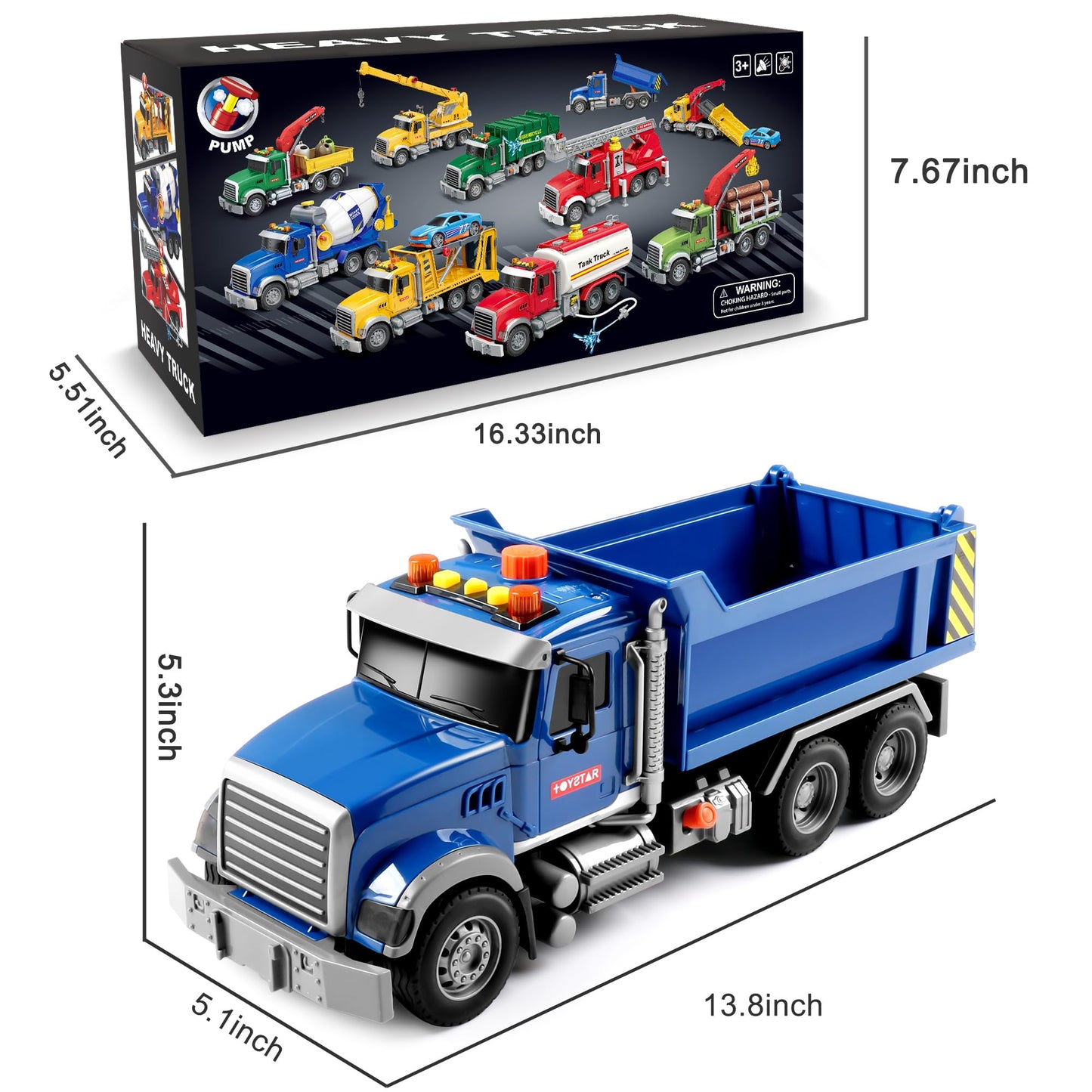 Dwi Dowellin Toddler Dump Truck with Lights & Sounds – Gift for Boys 3-5