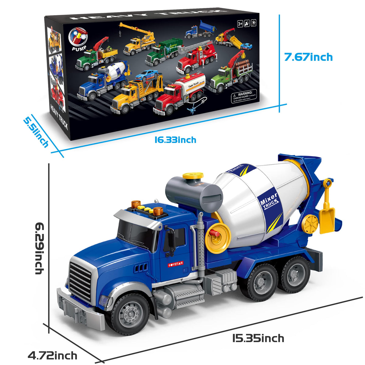 Dwi Dowellin Toddler Trucks: Big Cement Mixer with Lights & Sounds
