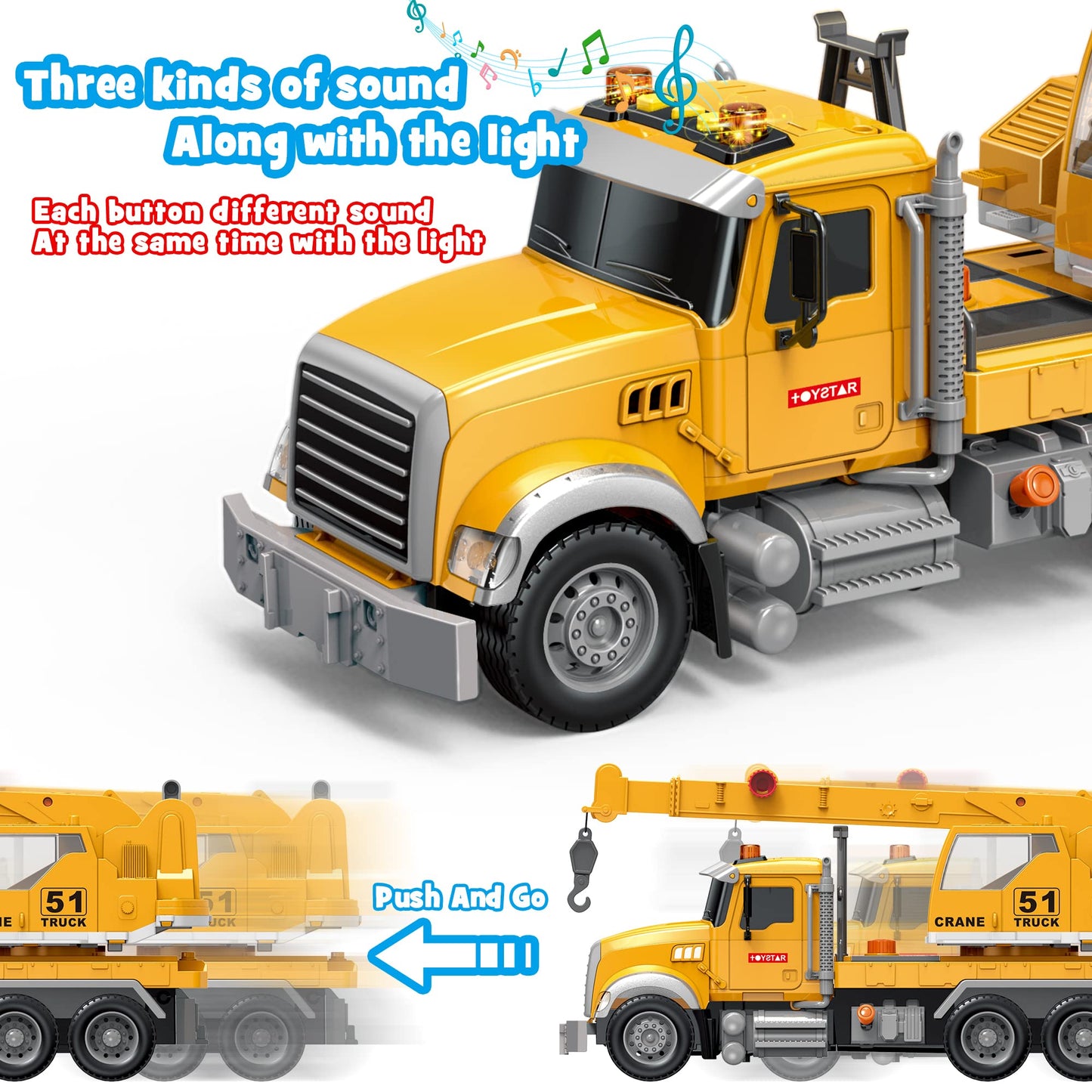 Dwi Dowellin Construction Crane Truck Toy with Lights & Sounds – for 3-Year-Olds