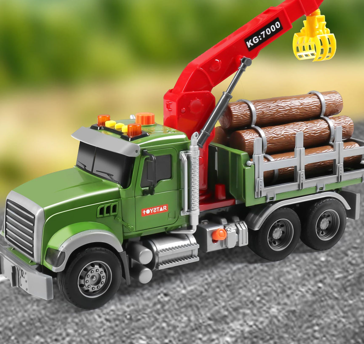 Dwi Dowellin 15-Inch Large Timber Truck with Loading Crane & 6 Trunks – Toy for Ages 3 to 7