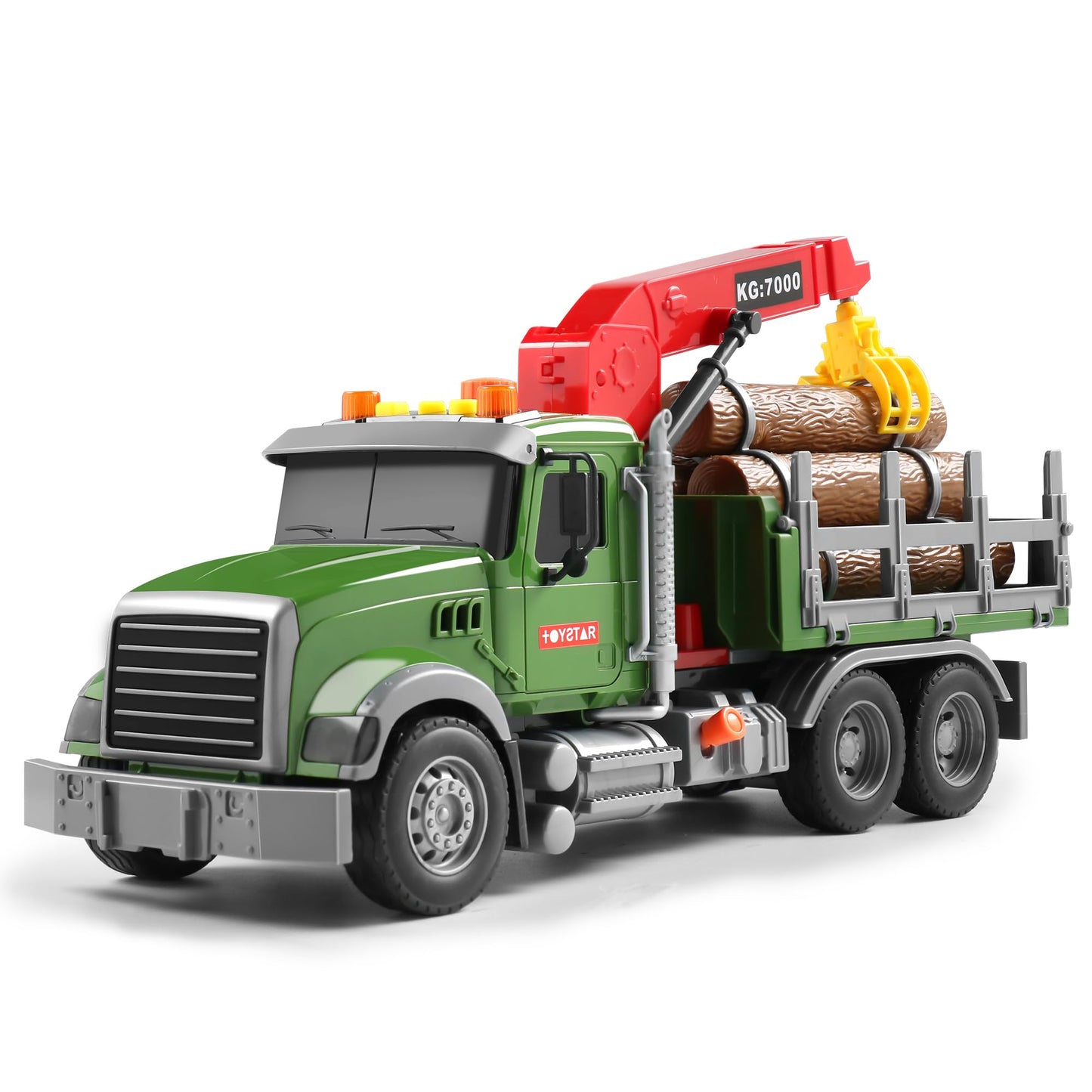Dwi Dowellin 15-Inch Large Timber Truck with Loading Crane & 6 Trunks – Toy for Ages 3 to 7