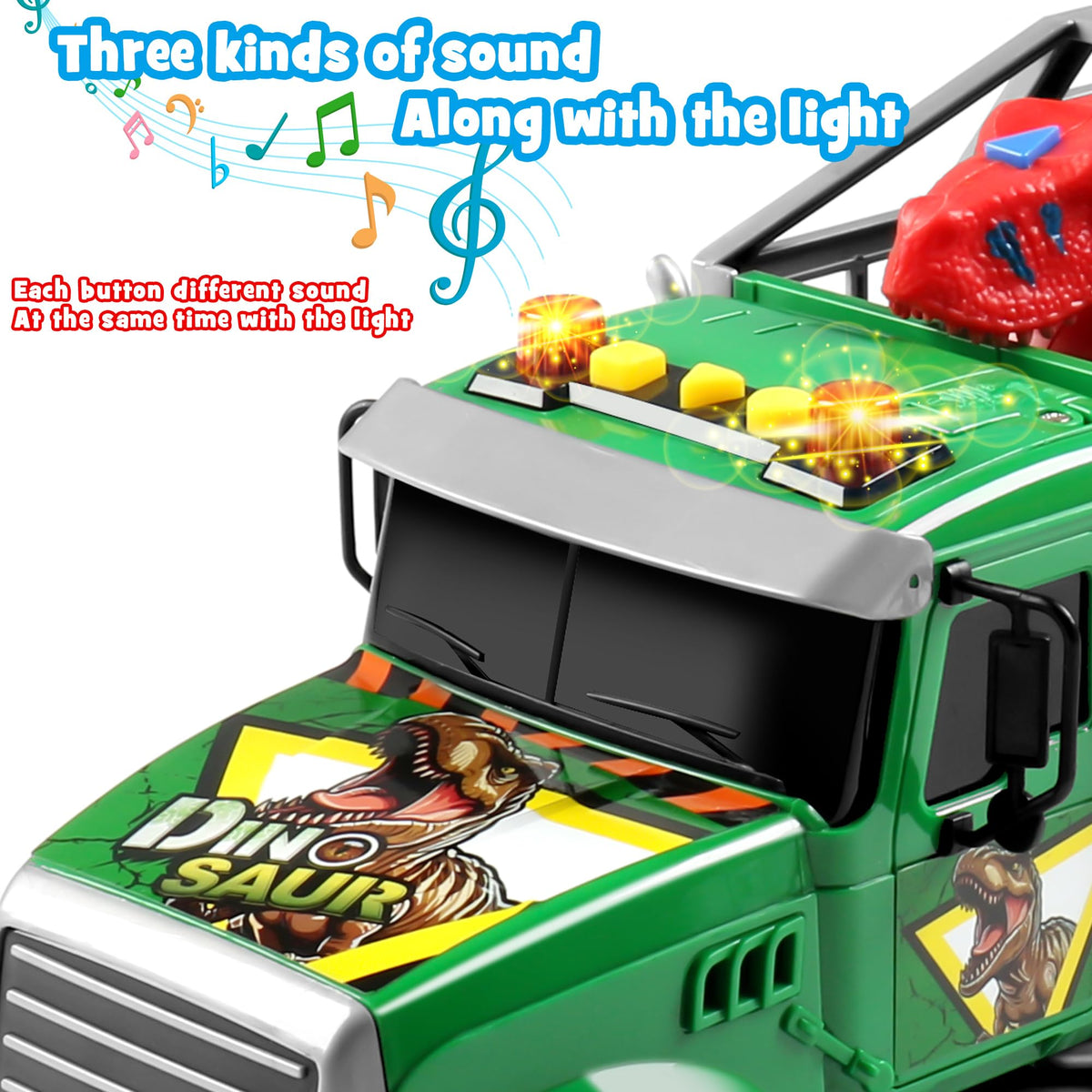 Dwi Dowellin Toy Truck Carrier with Dinosaur – Friction-Powered Kids Truck for 3-6 Year Olds