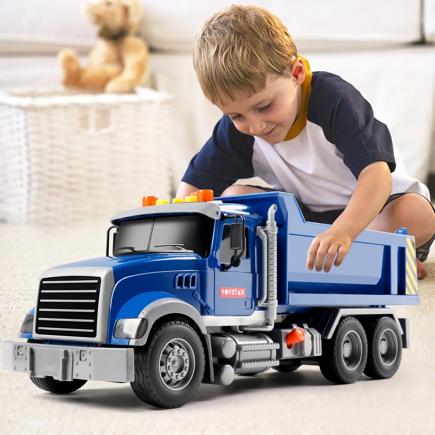 Dwi Dowellin Toddler Dump Truck with Lights & Sounds – Gift for Boys 3-5