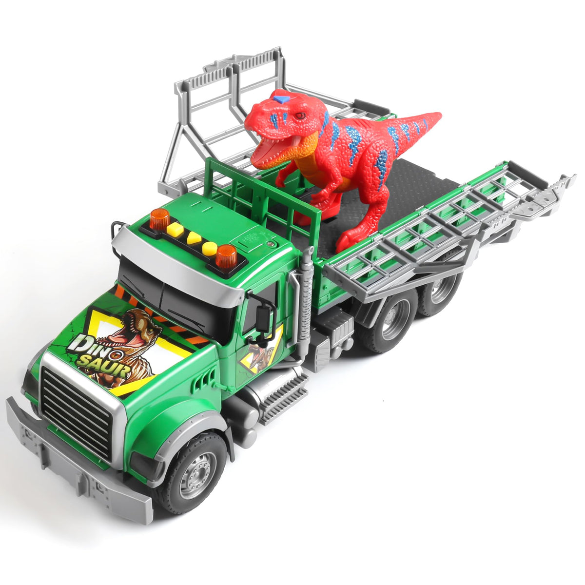 Dwi Dowellin Toy Truck Carrier with Dinosaur – Friction-Powered Kids Truck for 3-6 Year Olds