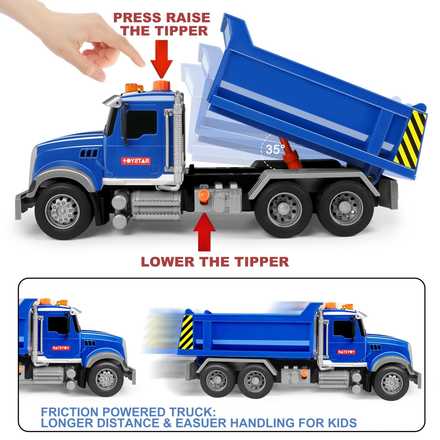 Dwi Dowellin Toddler Dump Truck with Lights & Sounds – Gift for Boys 3-5