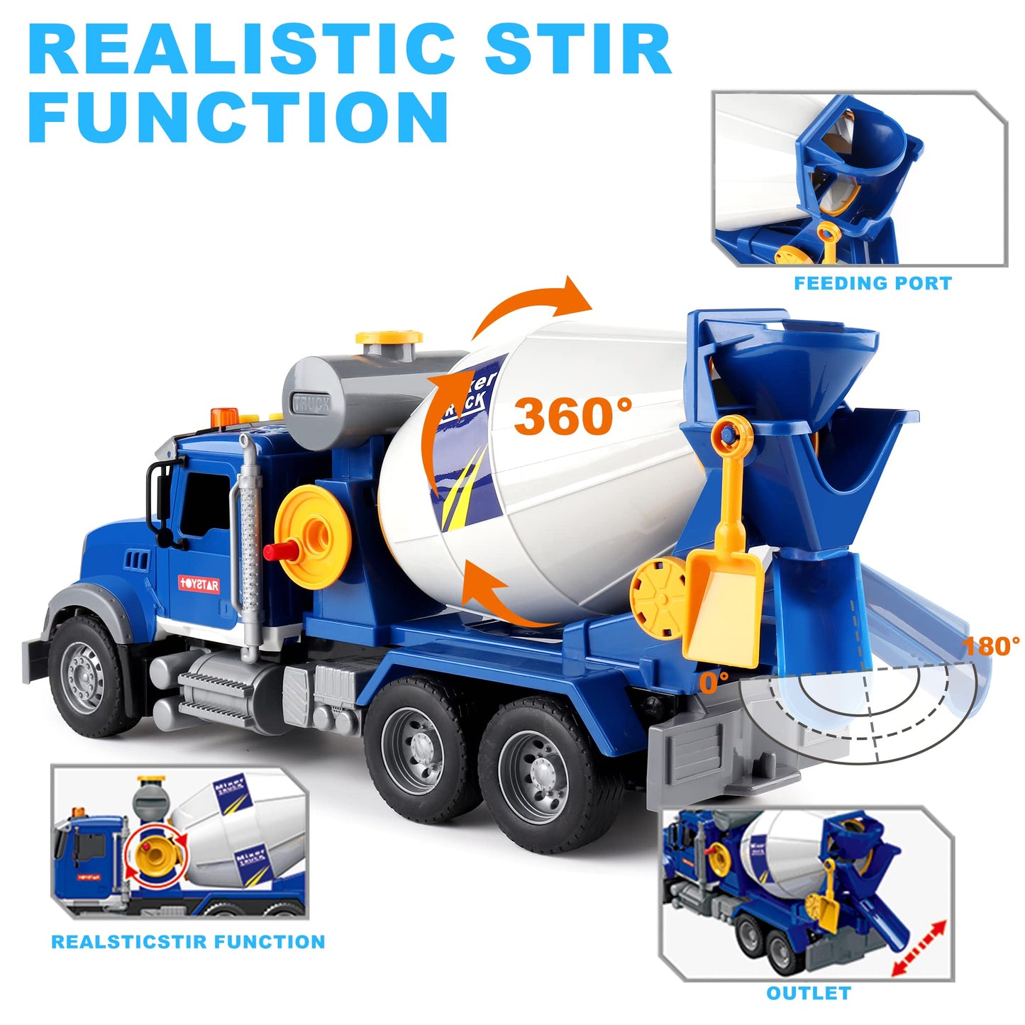 Dwi Dowellin Toddler Trucks: Big Cement Mixer with Lights & Sounds