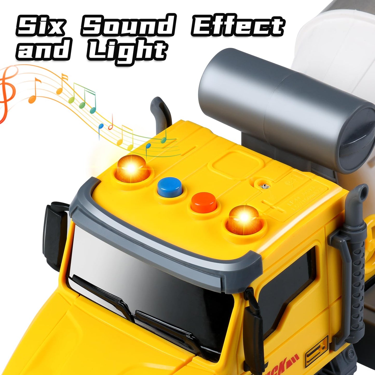 DWIRCTOYS Toddler Trucks: Big Cement Mixer Toy with Lights & Sounds for Ages 3-7