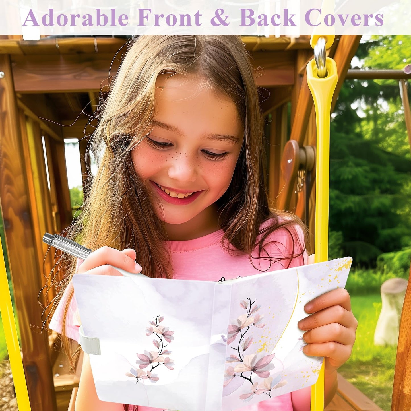 DWIYITTN Floral Journal for Girls – 192-Page Hardcover Diary with Magnetic Closure & Pen