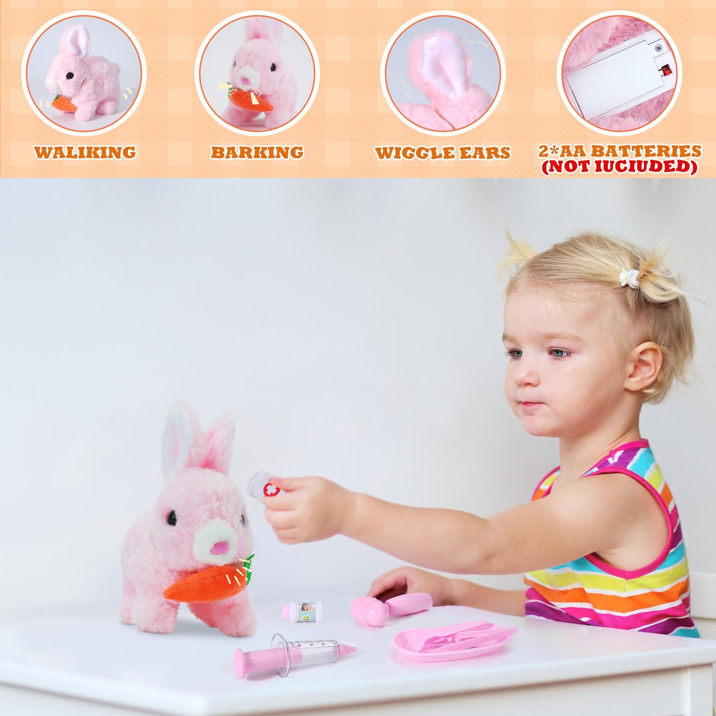 DWMTGS Doctor Kit for Girls – Pretend Play Doctor Set with Bunny Toy (Ages 3-6)