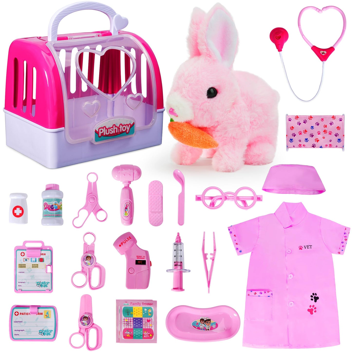 DWMTGS Doctor Kit for Girls – Pretend Play Doctor Set with Bunny Toy (Ages 3-6)