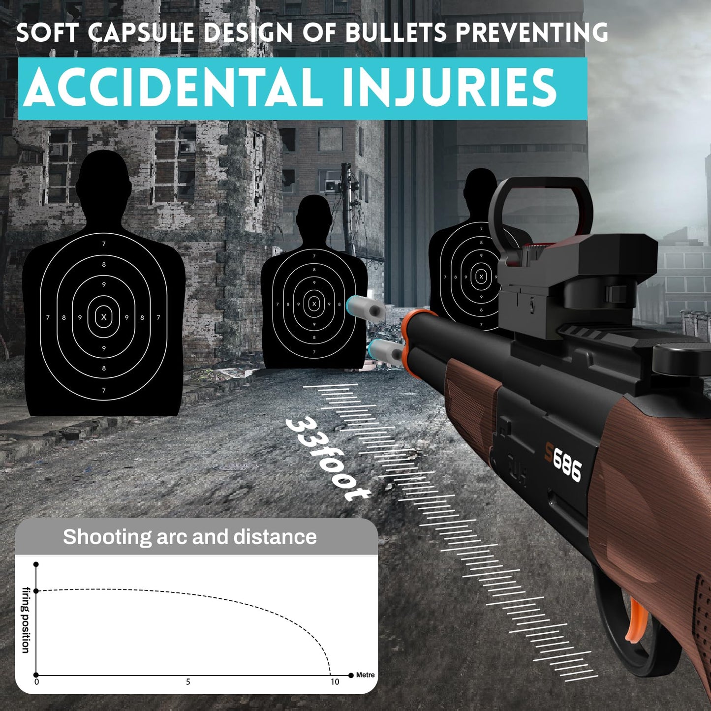 DWMTGS Double Barrel Toy Shotgun – Realistic Foam Blaster with Scope & Soft Bullets for Ages 8-12 | Black