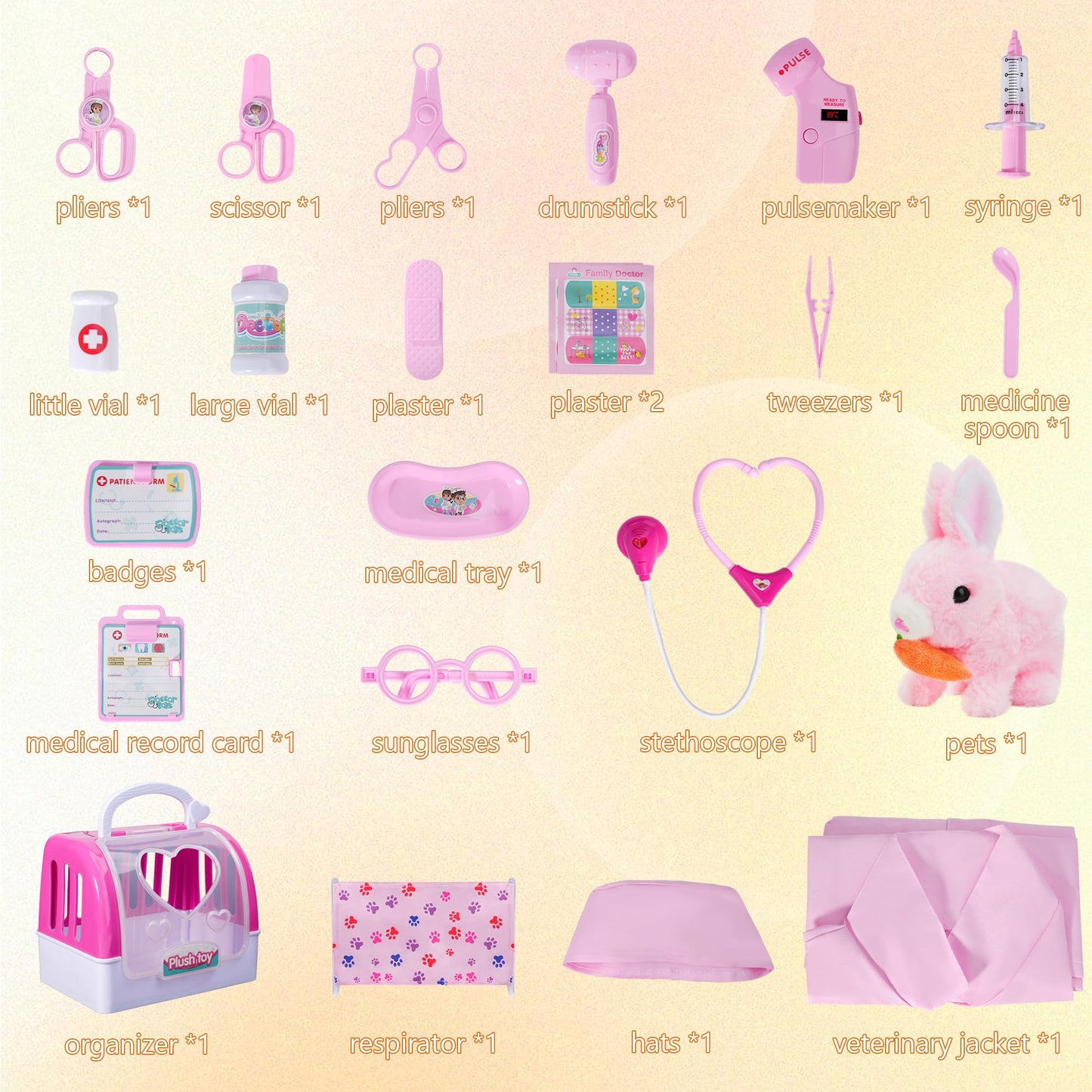 DWMTGS Doctor Kit for Girls – Pretend Play Doctor Set with Bunny Toy (Ages 3-6)