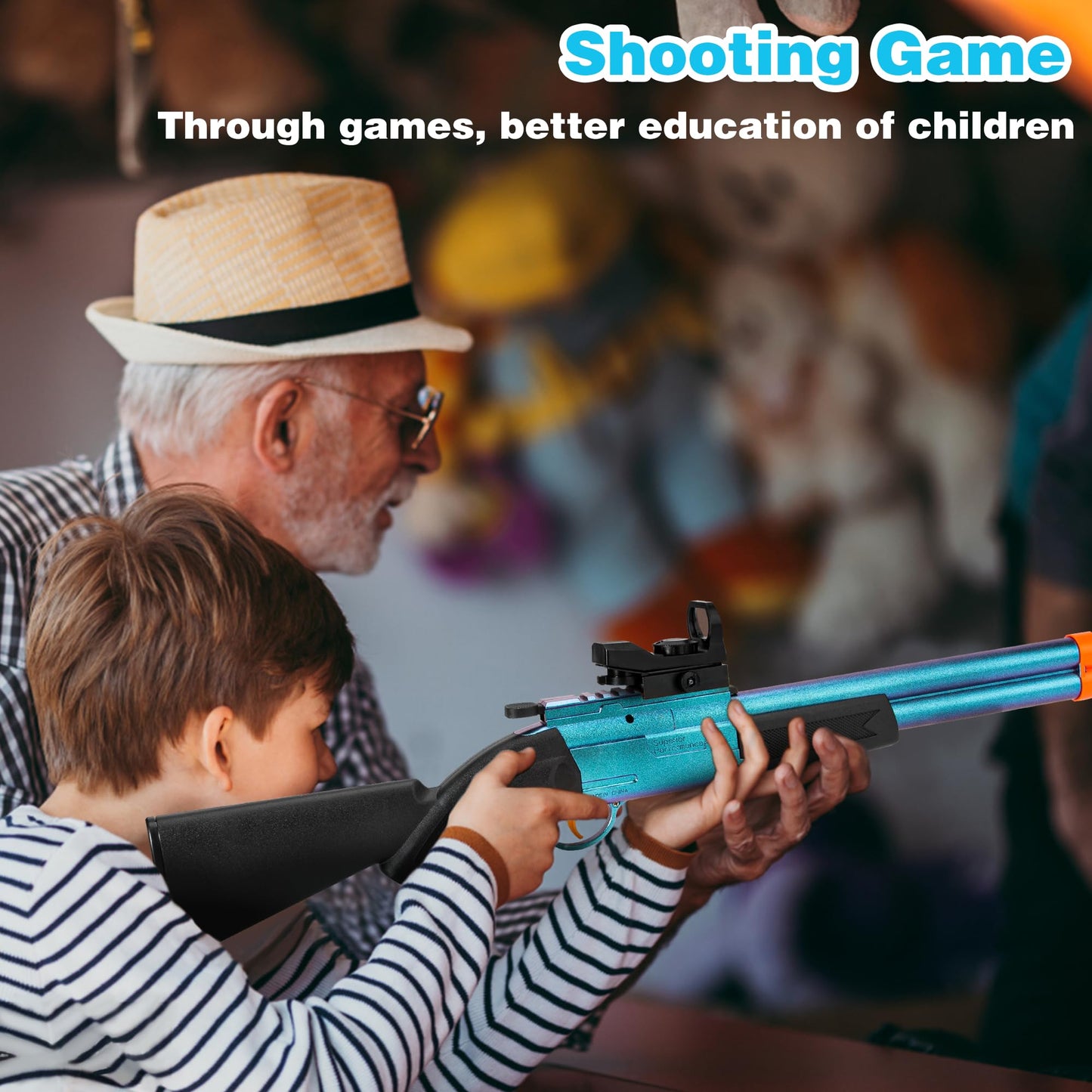 DWMTGS Toy Gun Double Barrel Shotgun – 20 Soft Darts, Foam Blaster with Scope (Blue)