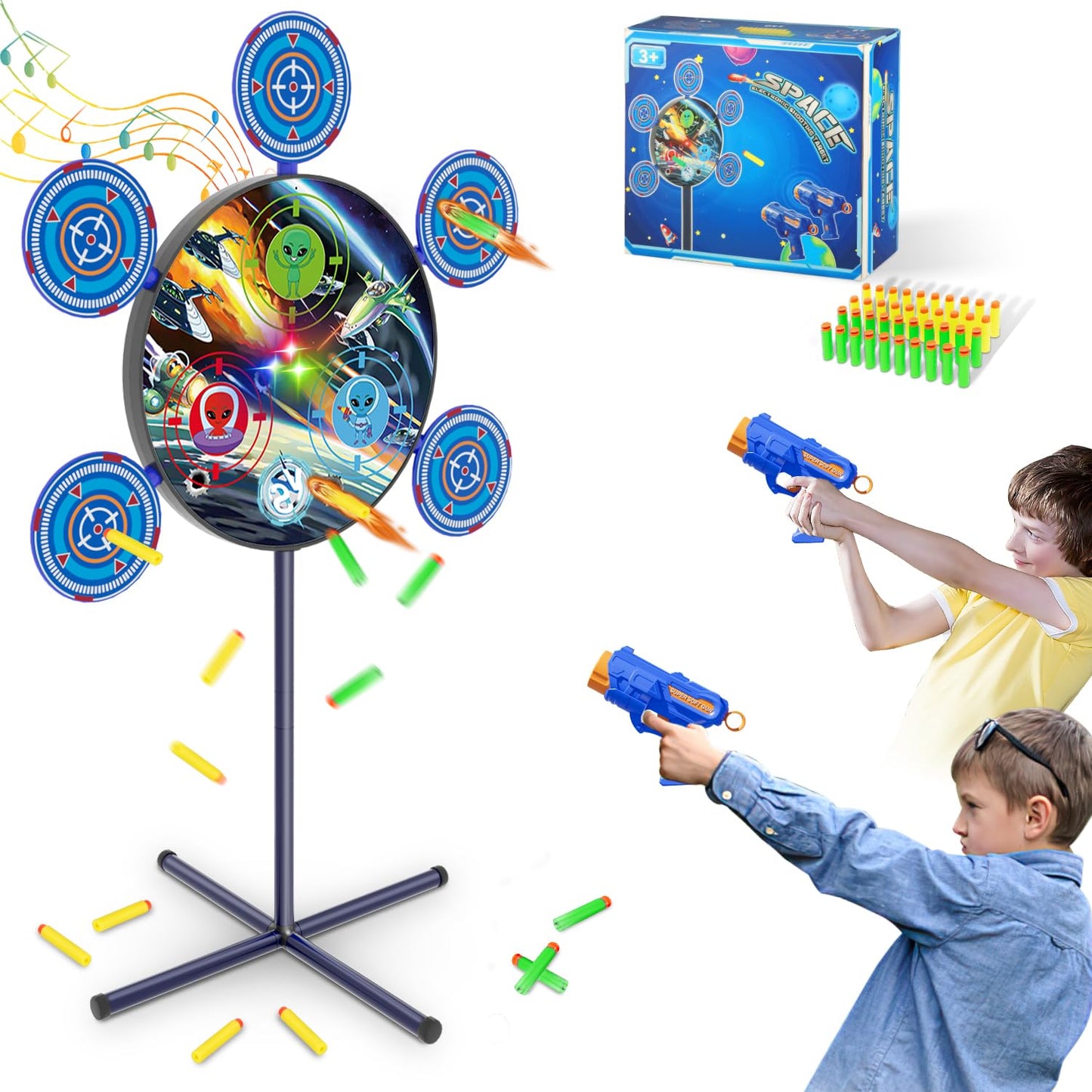 DX DA XIN Shooting Game Toy — Digital Target, 2 Guns & 40 Darts for Kids 3-12