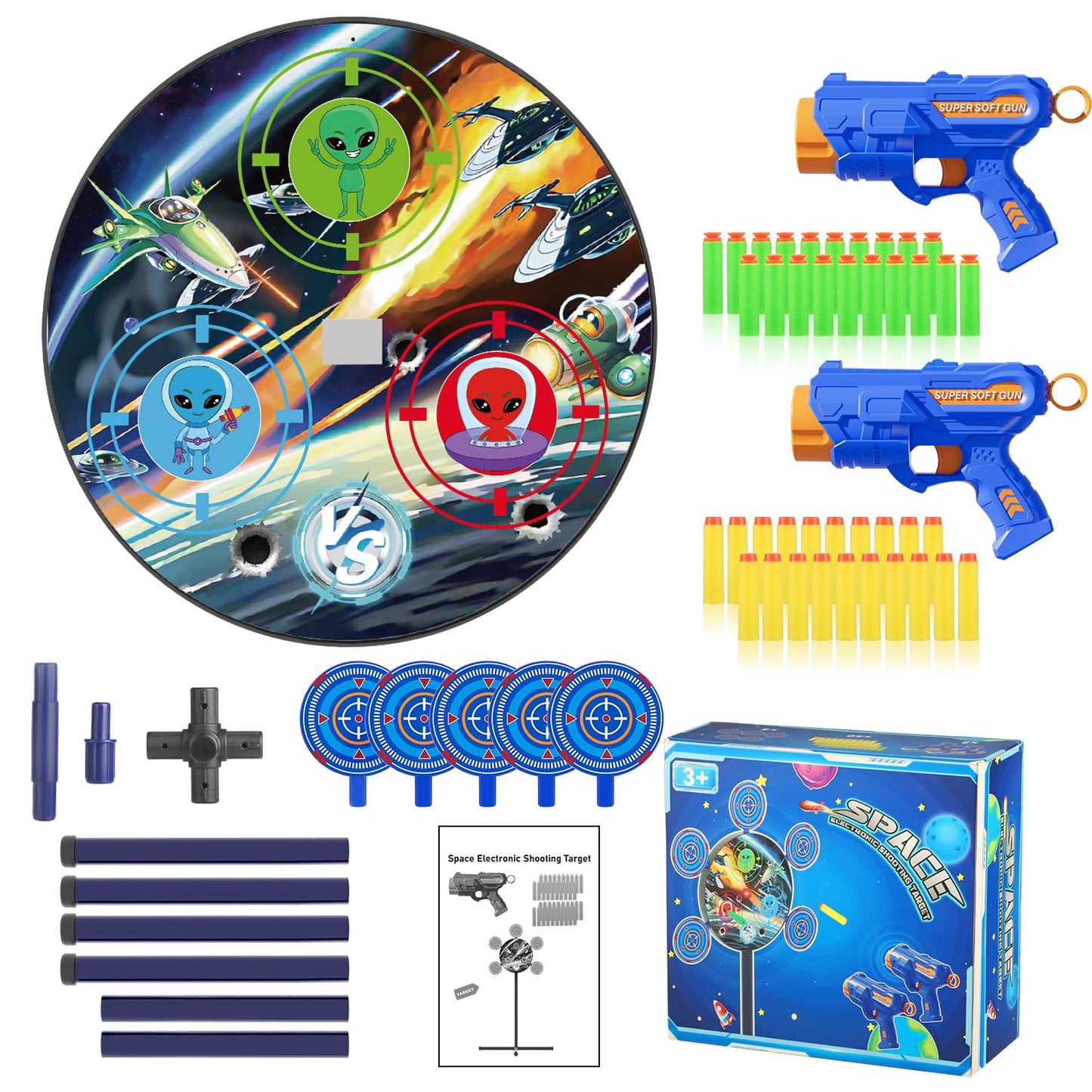 DX DA XIN Shooting Game Toy — Digital Target, 2 Guns & 40 Darts for Kids 3-12