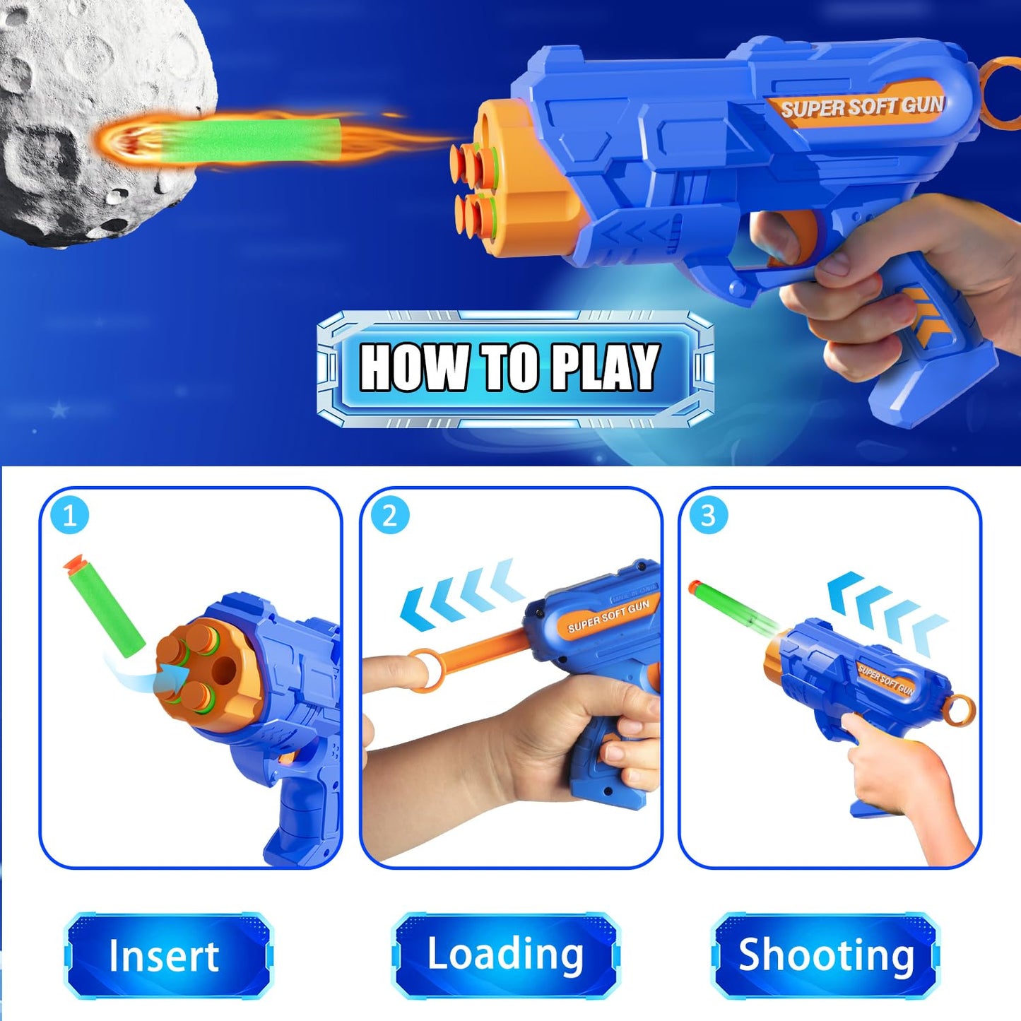 DX DA XIN Shooting Game Toy — Digital Target, 2 Guns & 40 Darts for Kids 3-12