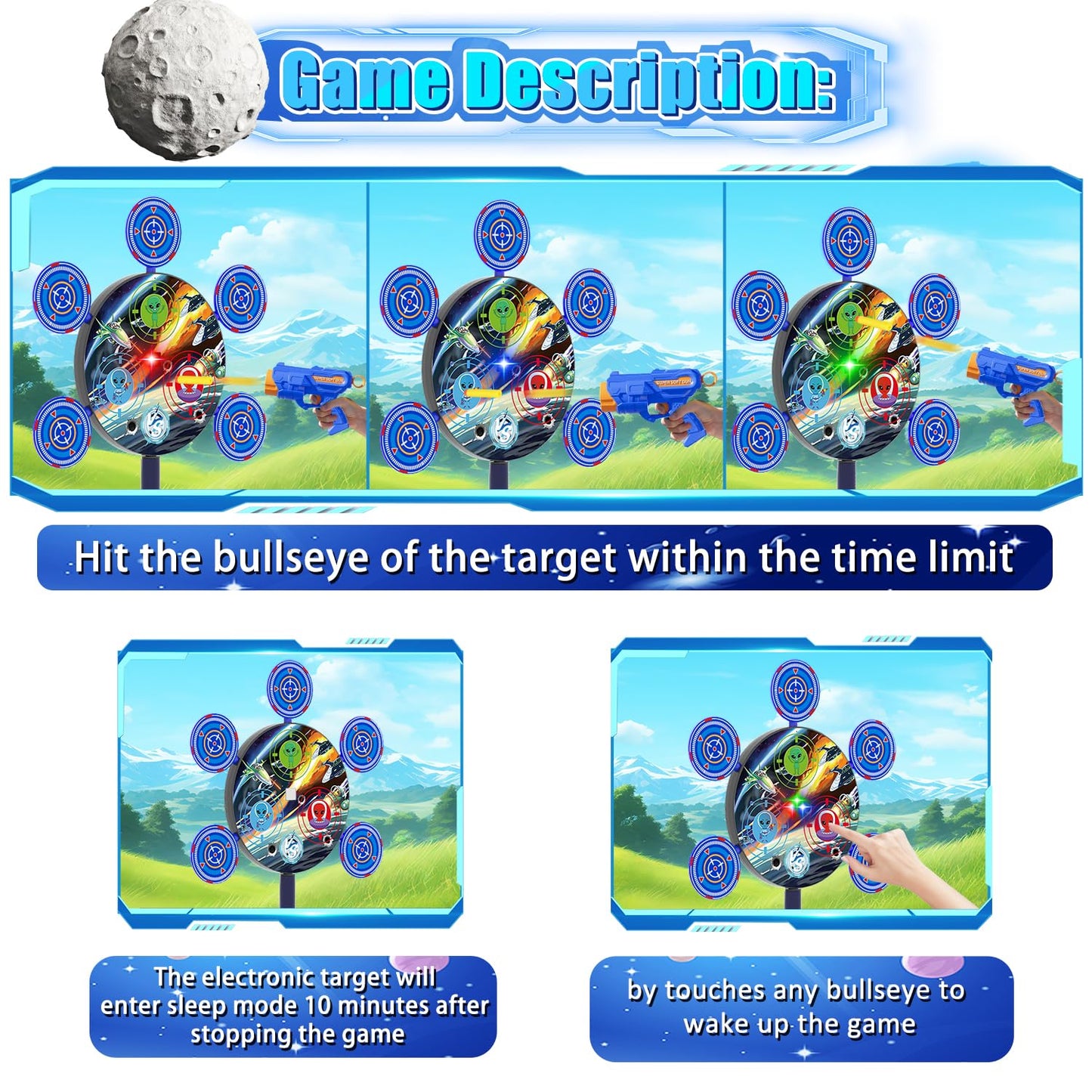 DX DA XIN Shooting Game Toy — Digital Target, 2 Guns & 40 Darts for Kids 3-12