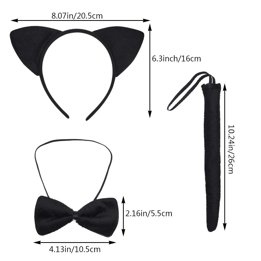 Dxhycc Black Cat Costume Set – Cat Ears Headband, Tail, Bowtie & Tutu for Kids
