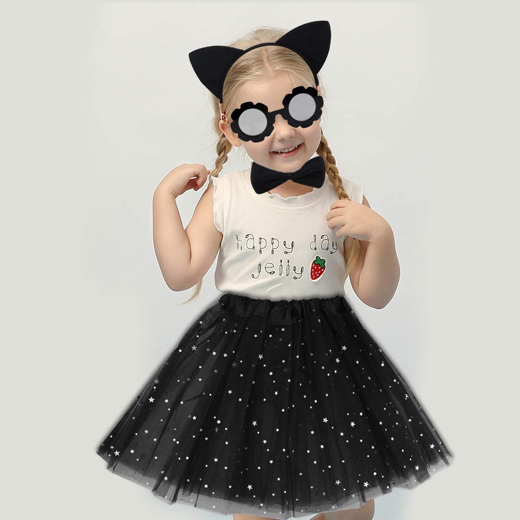 Dxhycc Black Cat Costume Set – Cat Ears Headband, Tail, Bowtie & Tutu for Kids