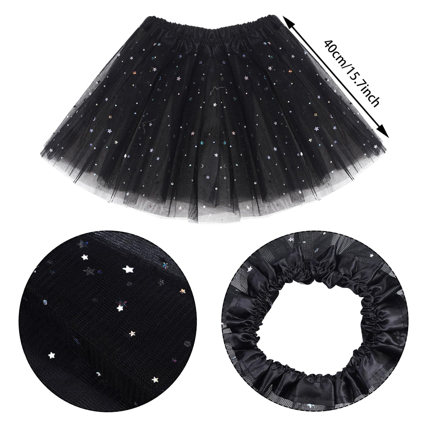 Dxhycc Black Cat Costume Set for Kids — Ears Headband, Tail, Bow Tie, Face Stickers & Sparkling Tutu (2–8 yrs)