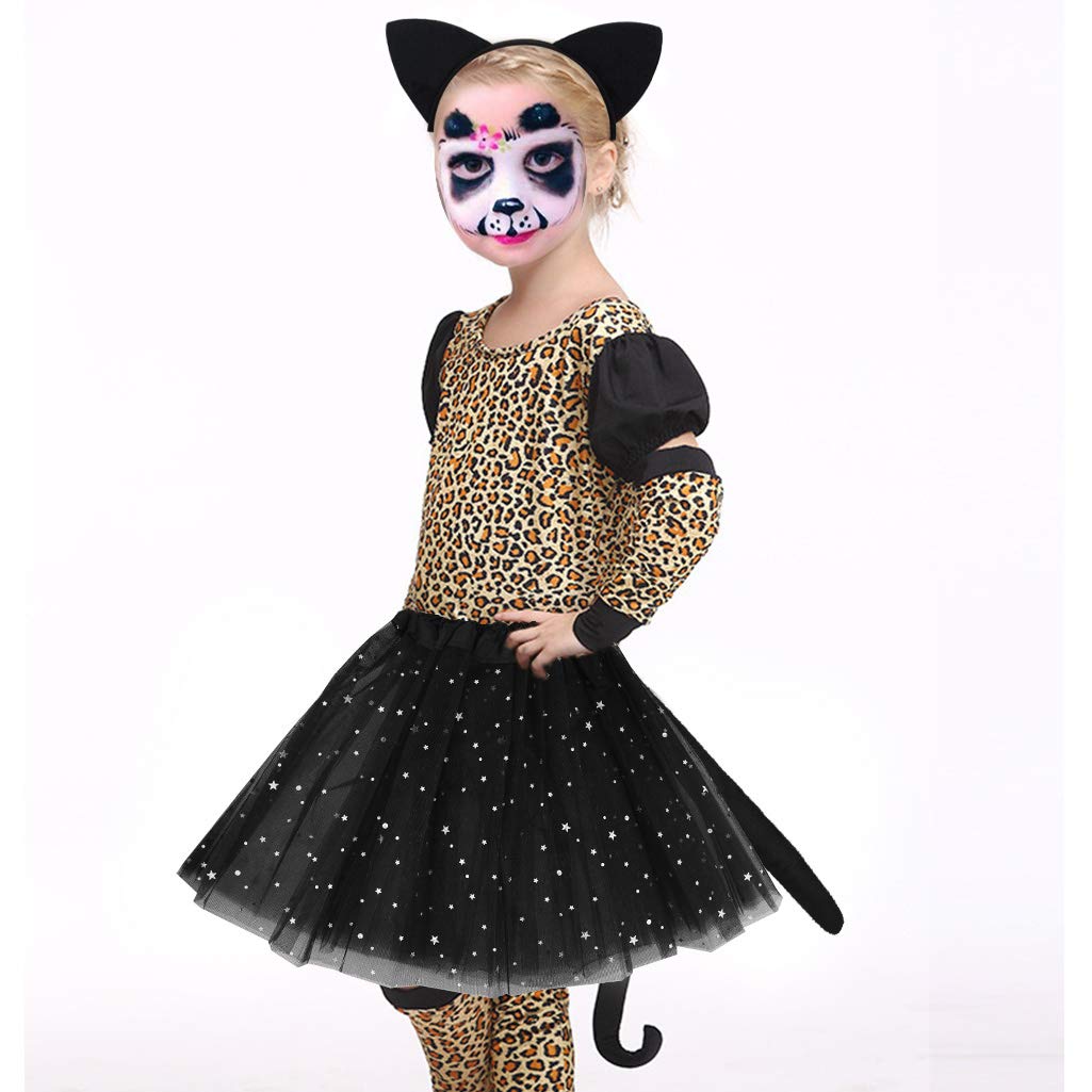 Dxhycc Black Cat Costume Set – Cat Ears Headband, Tail, Bowtie & Tutu for Kids