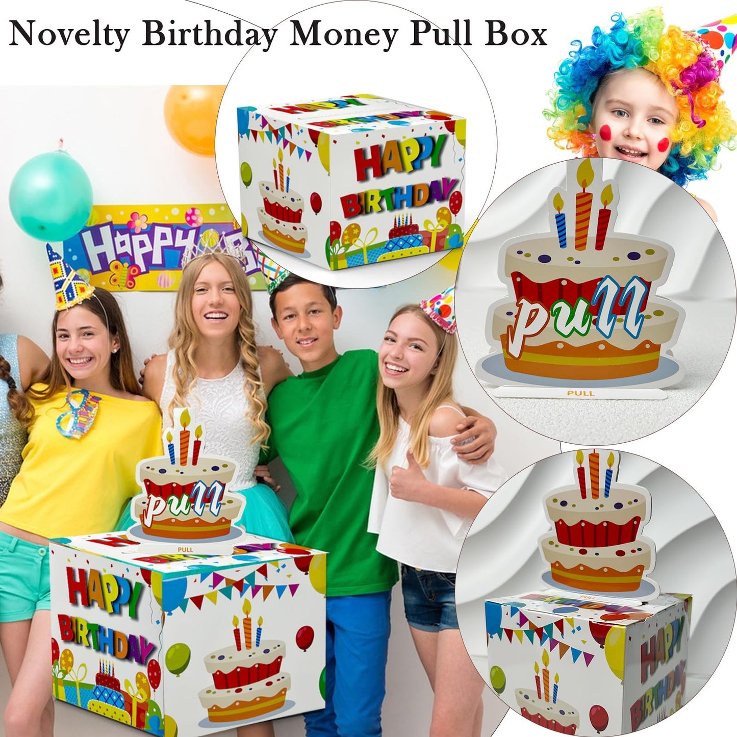 Dxlang Birthday Cash Box Pull – DIY Surprise Money Gift Box with 30 Bags (White)
