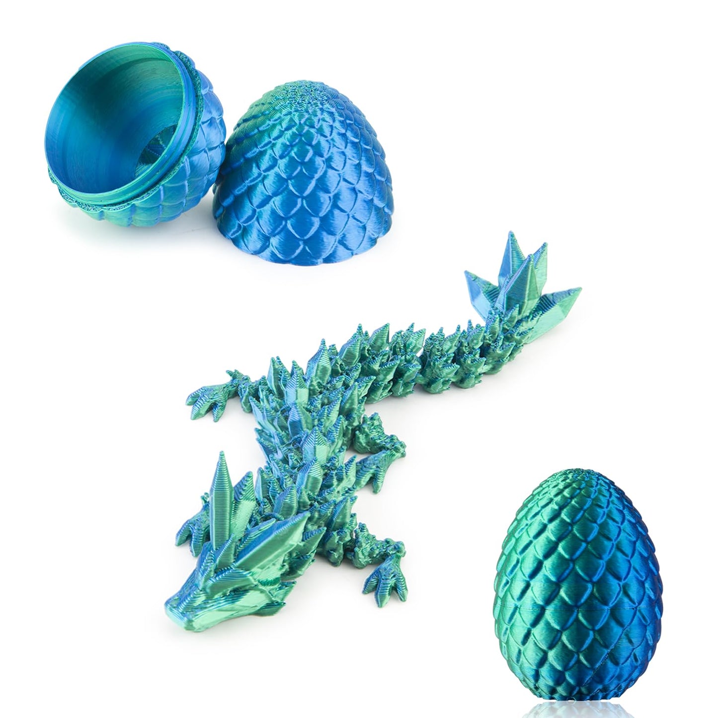 Dxldfks 3D Printed Dragon with Egg — Gradient Desk Ornament (Bluegreen)