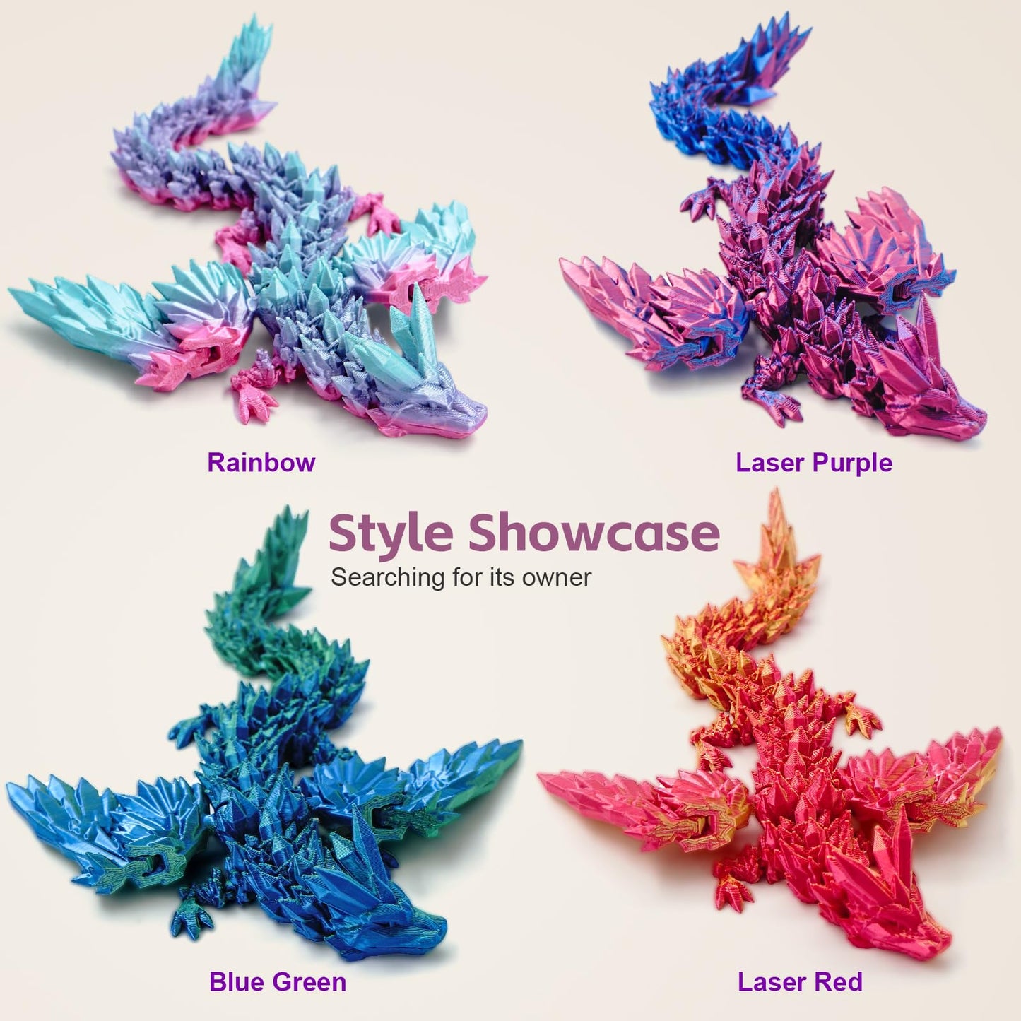 Dxldfks 3D Printed Articulated Winged Dragon - Red Gold Desk Toy