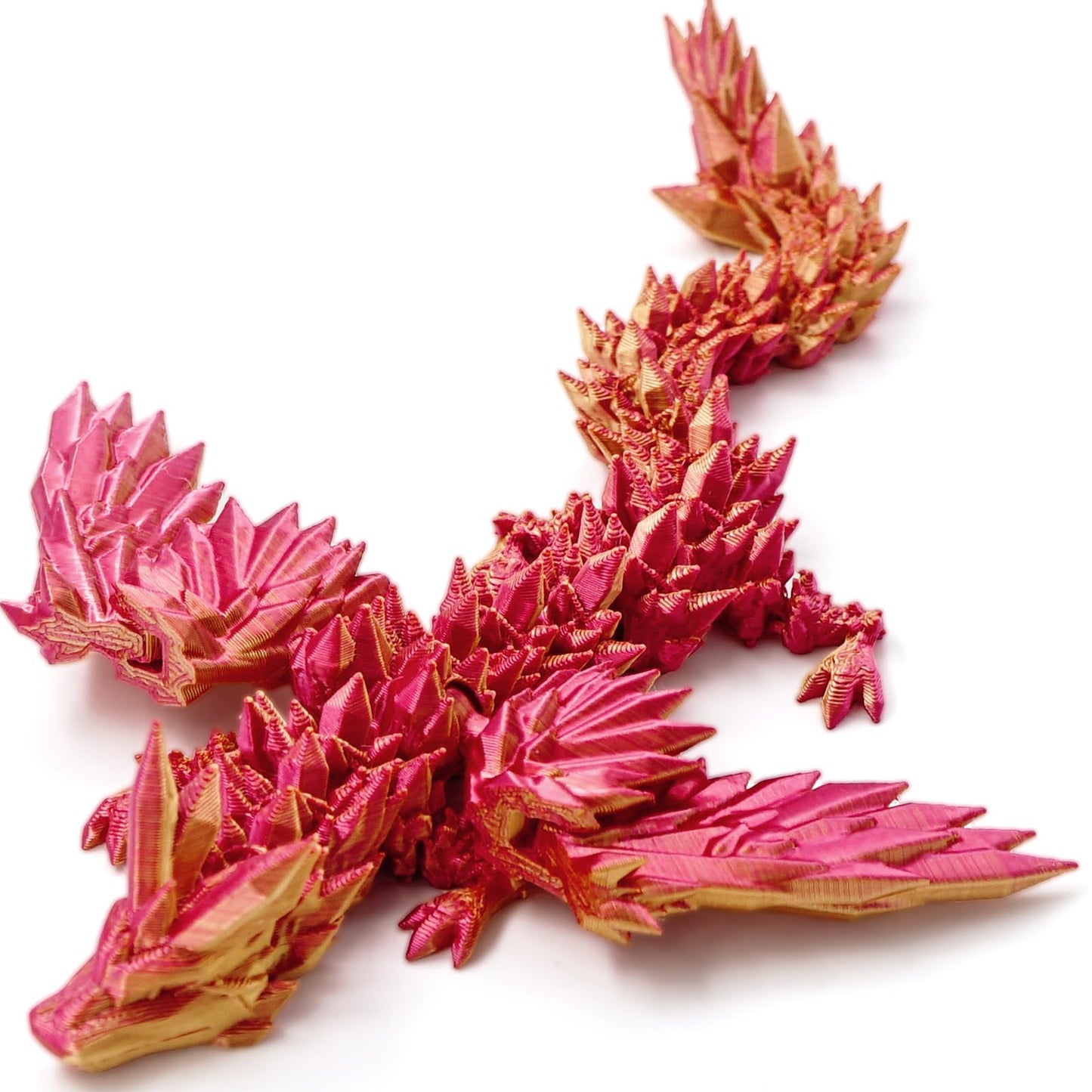 Dxldfks 3D Printed Articulated Winged Dragon - Red Gold Desk Toy