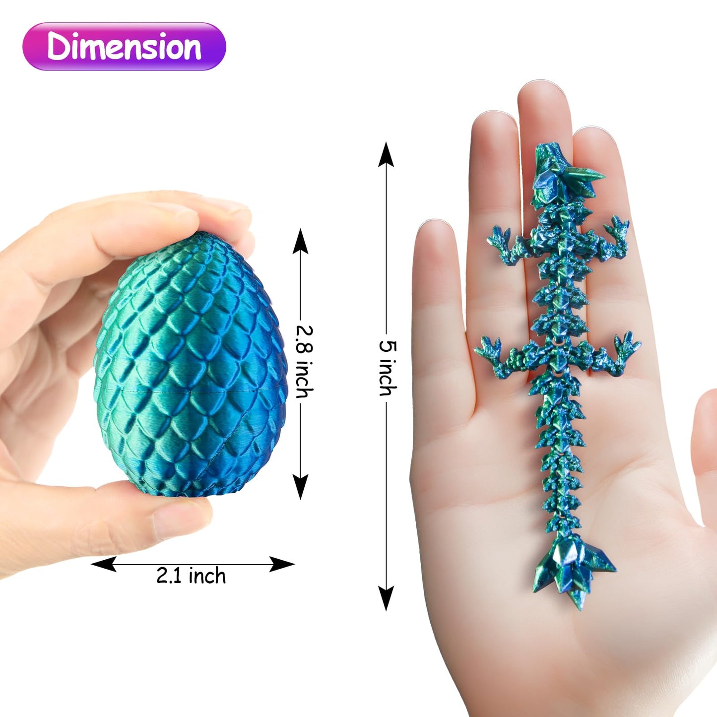 Dxldfks 2-Pack 3D Printed Dragon with Egg – Articulated Desk Decor for Home & Office