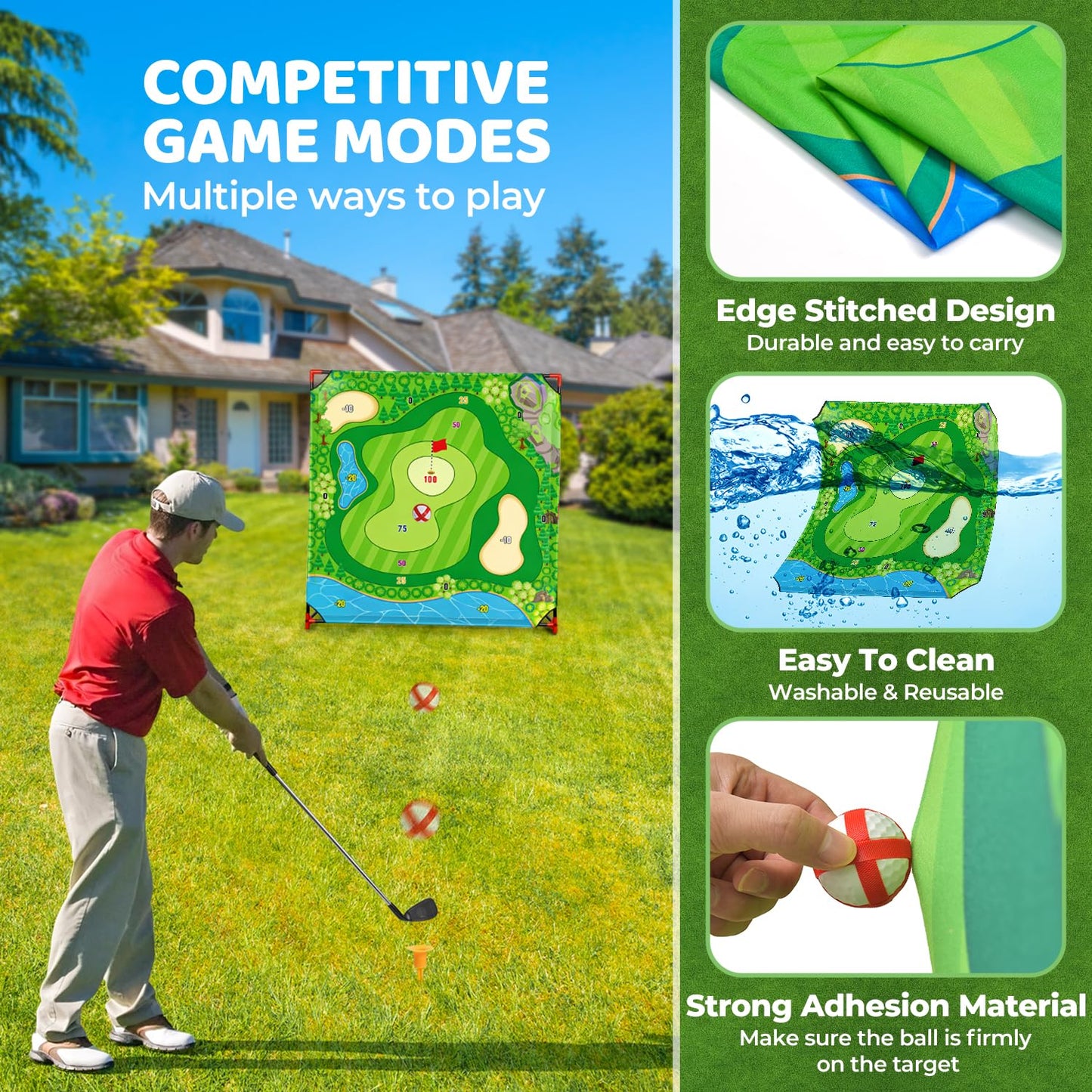 DyBaxa Golf Chipping Game – 4-in-1 Family Target Set on 54x54 Mat